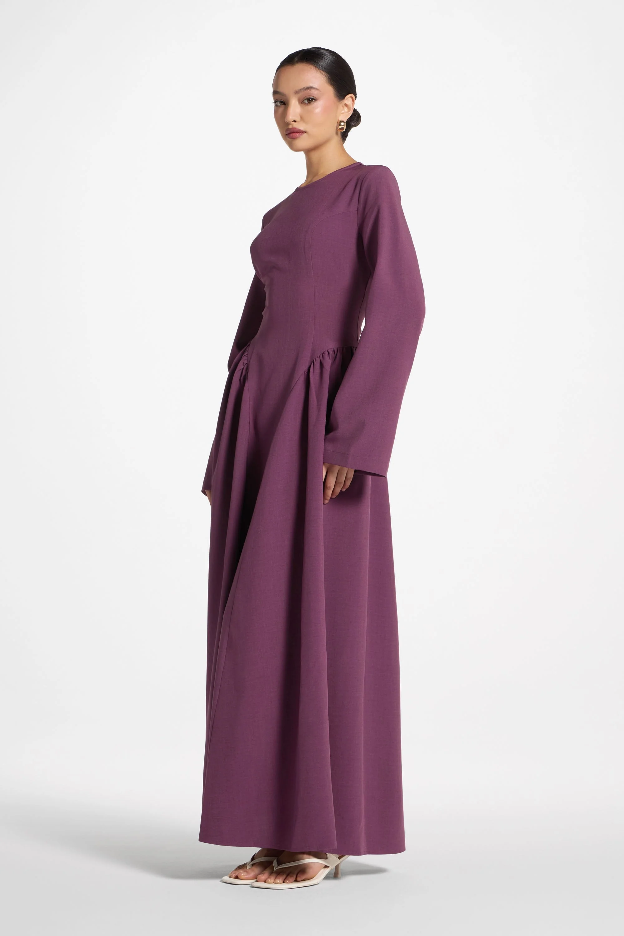 Lace Up Back Maxi Dress - Mulberry - Image 5