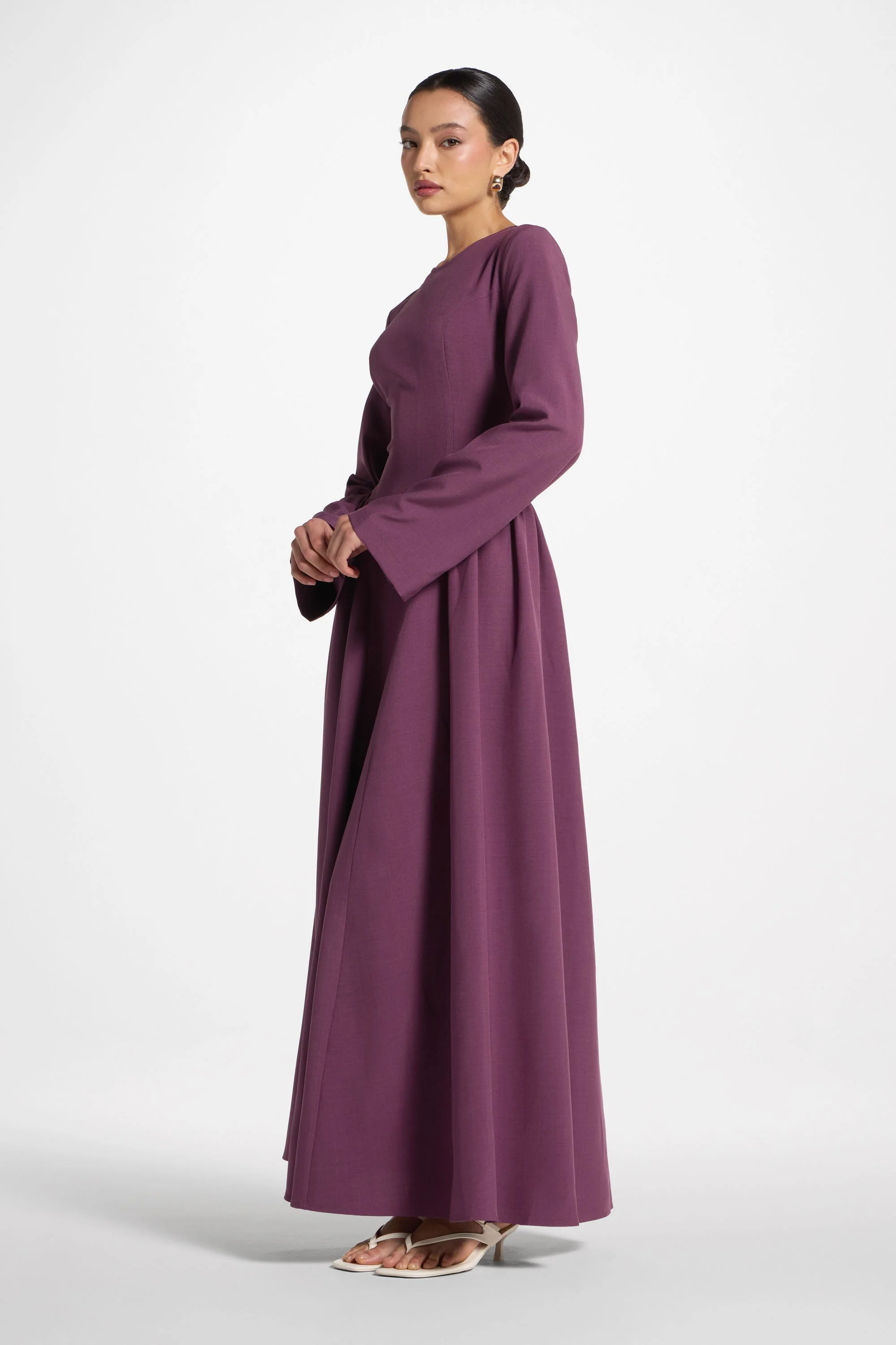 Lace Up Back Maxi Dress - Mulberry - Image 6