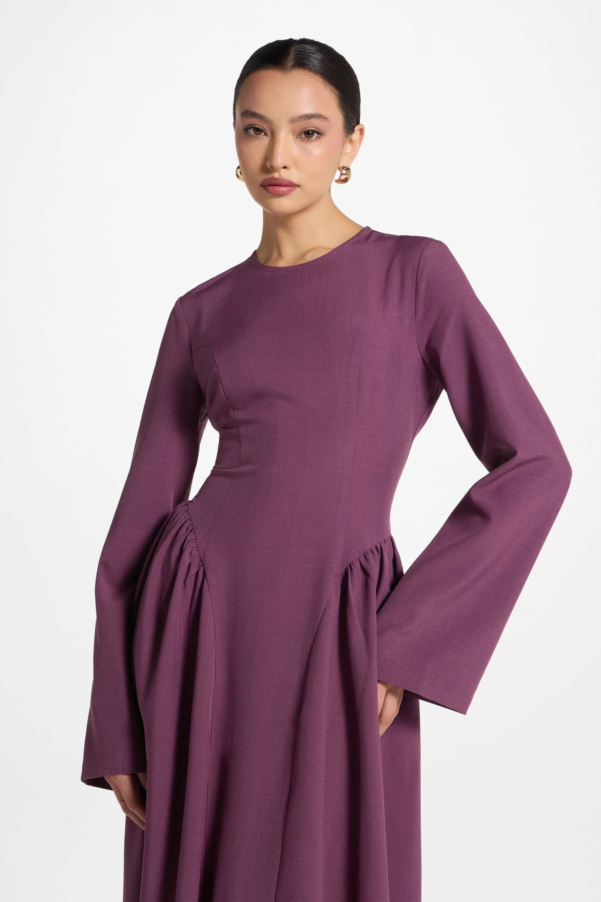 Lace Up Back Maxi Dress - Mulberry - Image 8