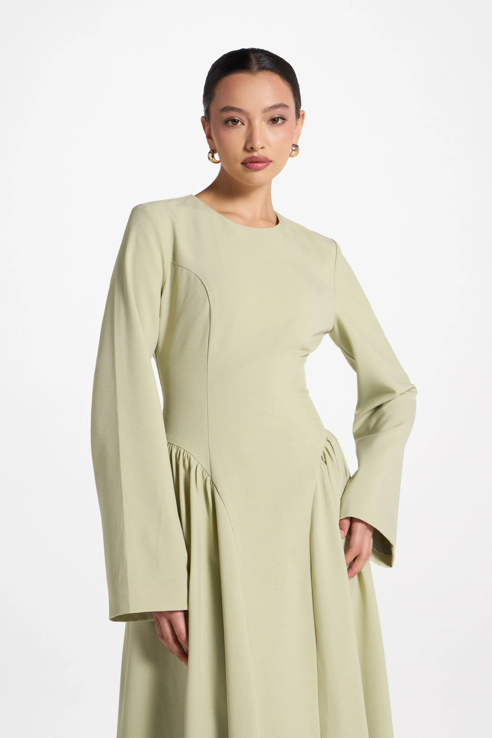 Lace Up Back Maxi Dress - Pistachio - Image 10