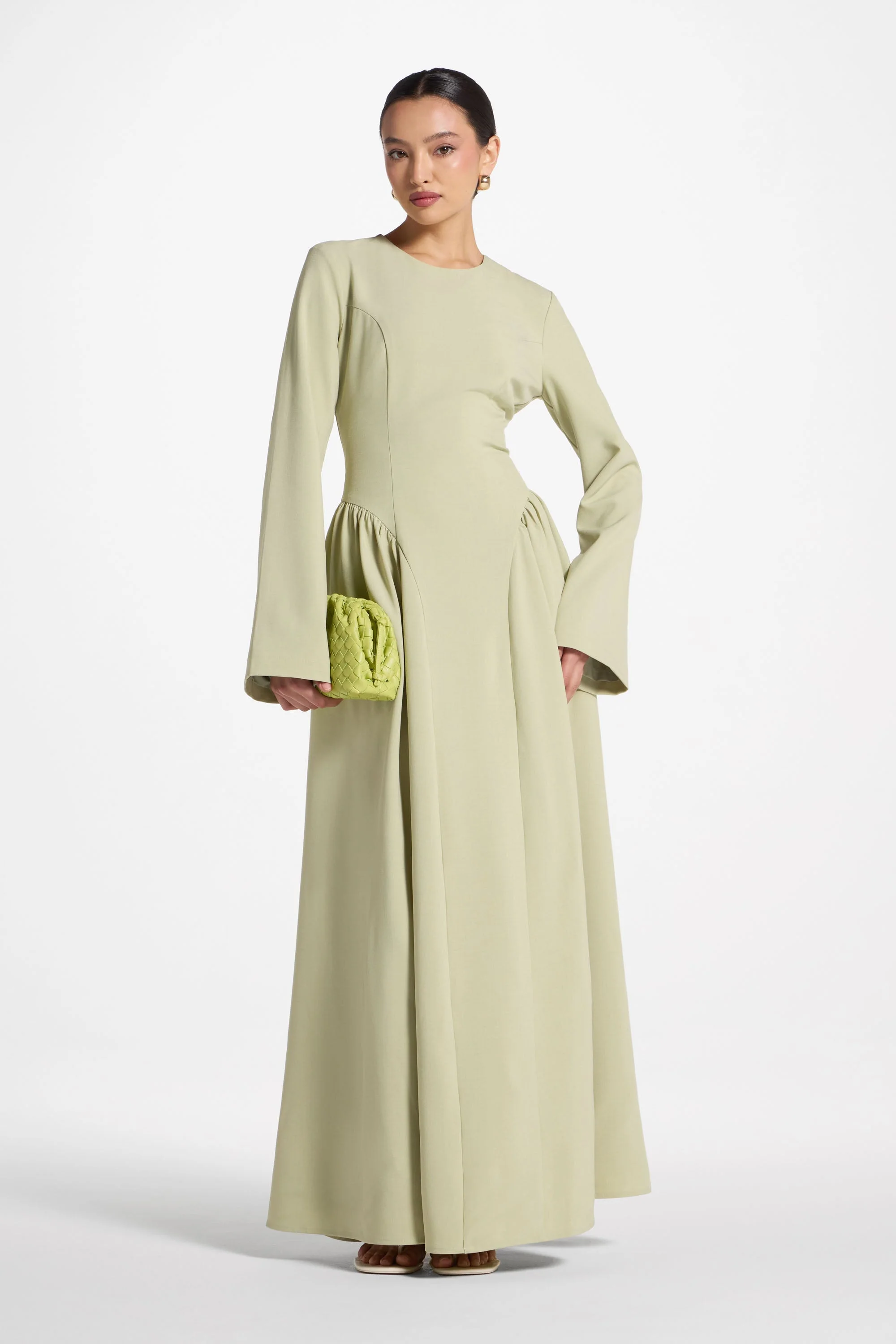 Lace Up Back Maxi Dress - Pistachio - Image 4