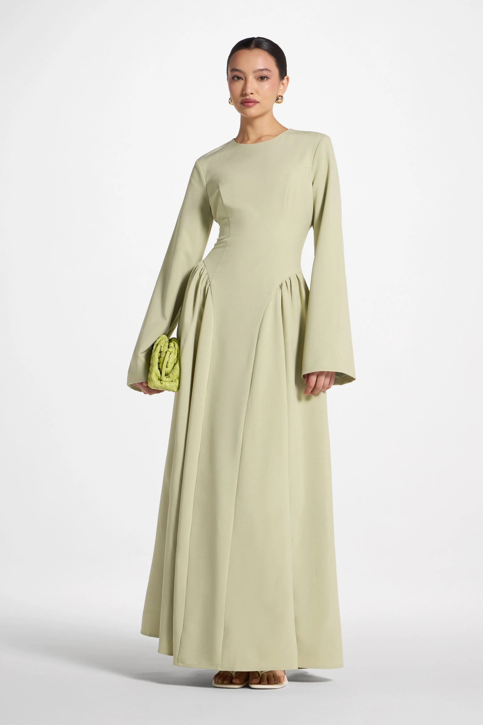 Lace Up Back Maxi Dress - Pistachio - Image 5
