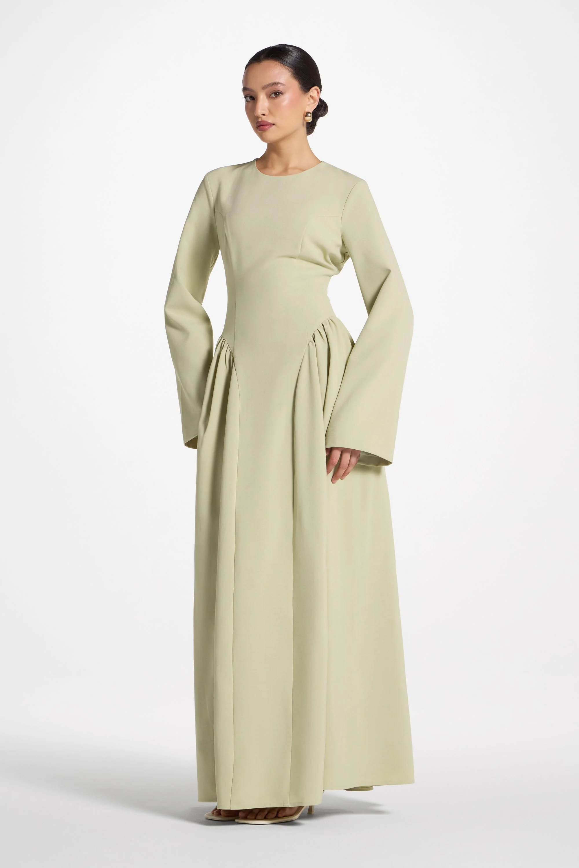 Lace Up Back Maxi Dress - Pistachio - Image 6