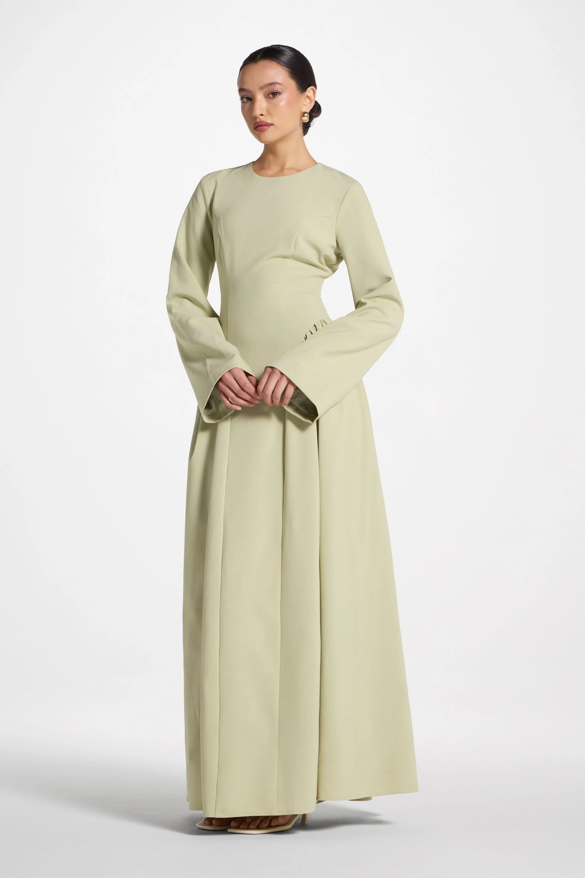 Lace Up Back Maxi Dress - Pistachio - Image 7