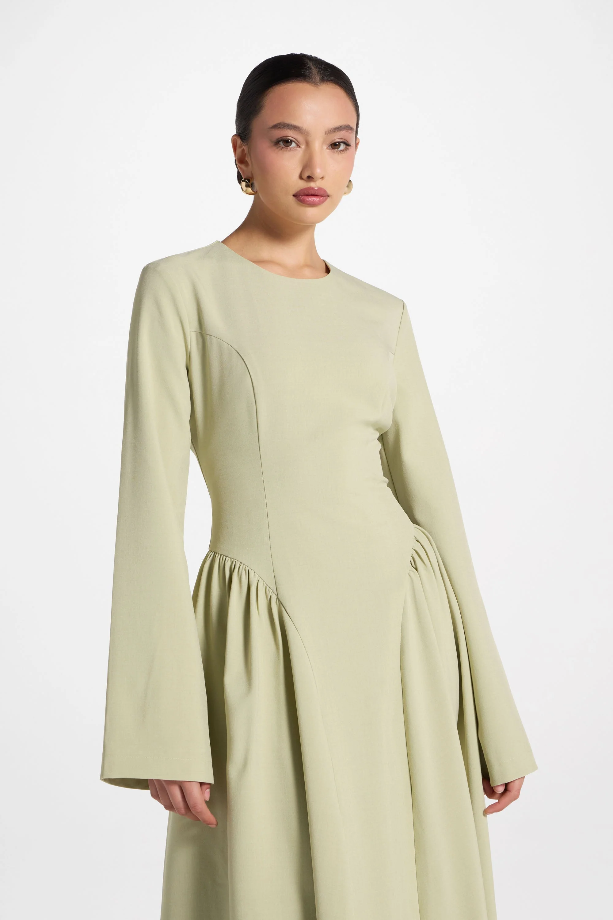 Lace Up Back Maxi Dress - Pistachio - Image 8