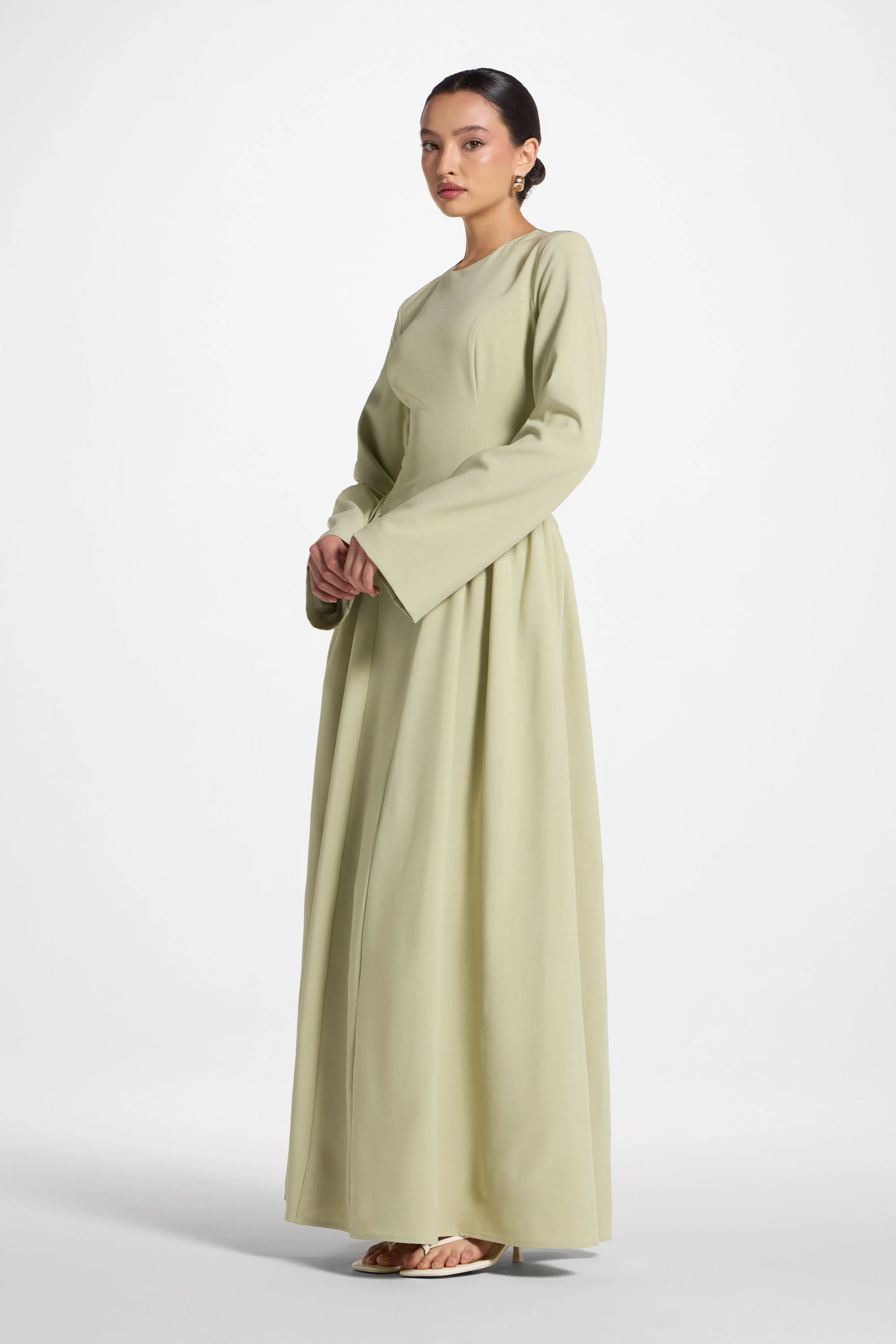 Lace Up Back Maxi Dress - Pistachio - Image 9