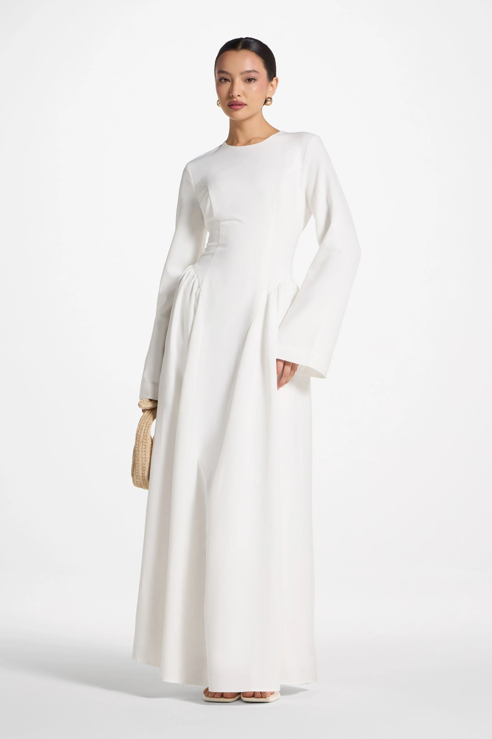 Lace Up Back Maxi Dress - White - Image 4