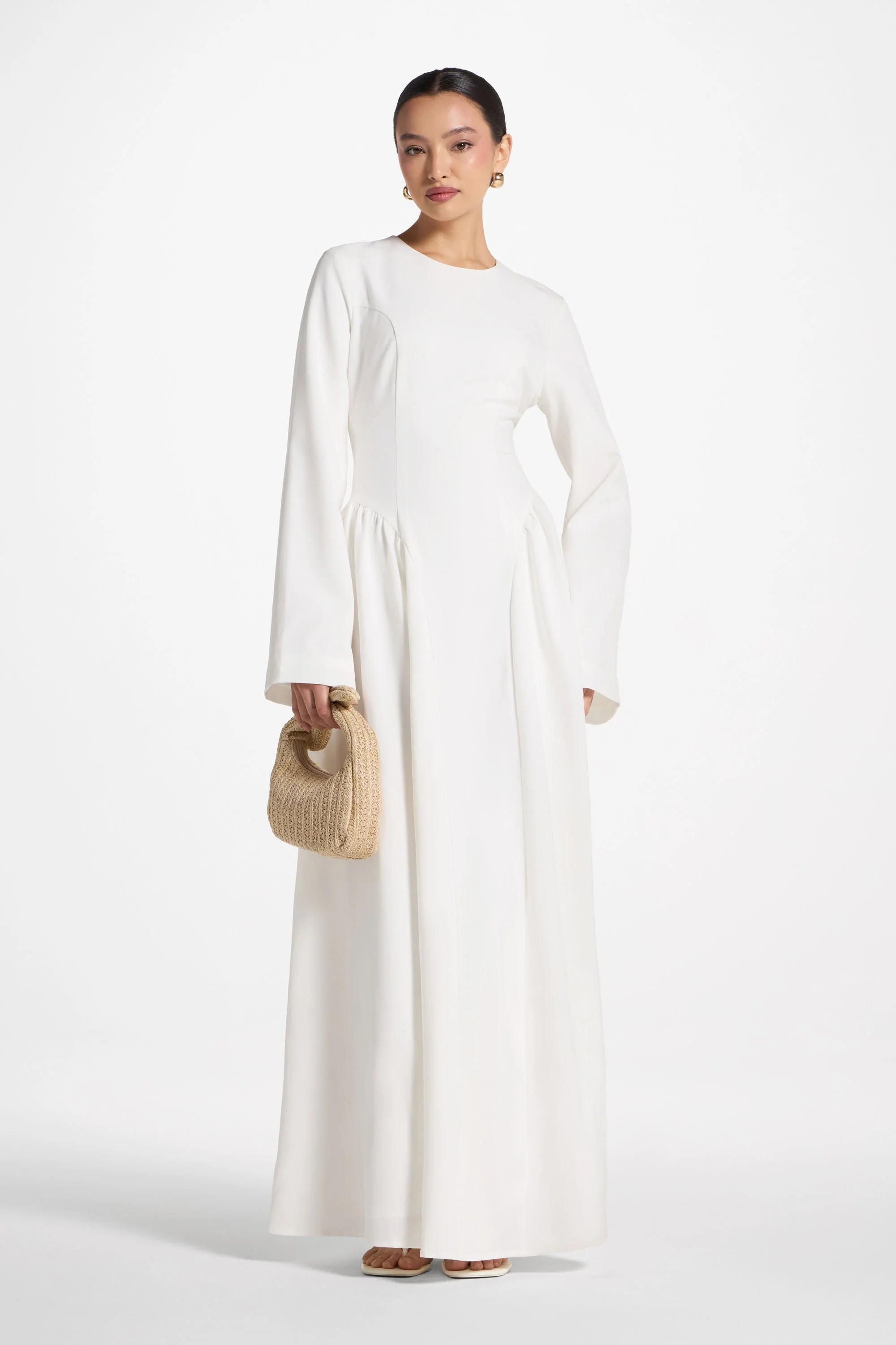 Lace Up Back Maxi Dress - White - Image 5
