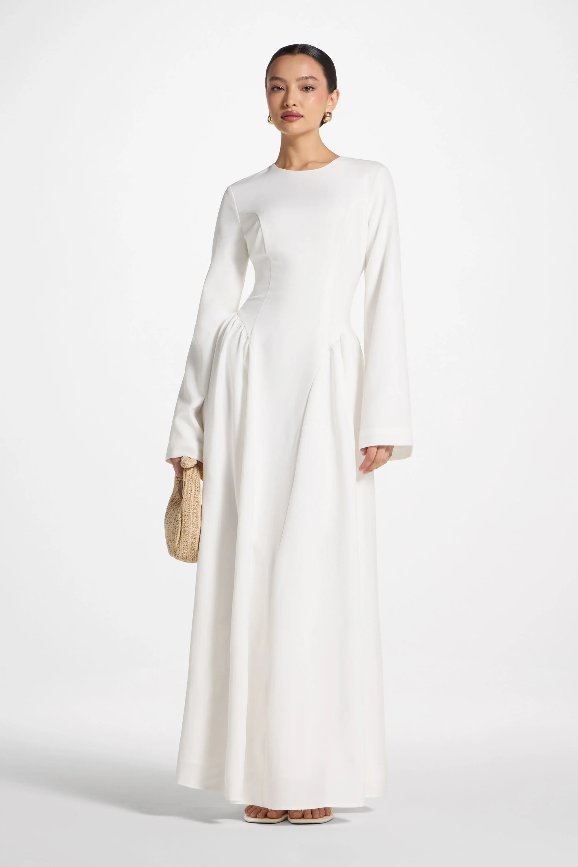 Lace Up Back Maxi Dress - White - Image 6