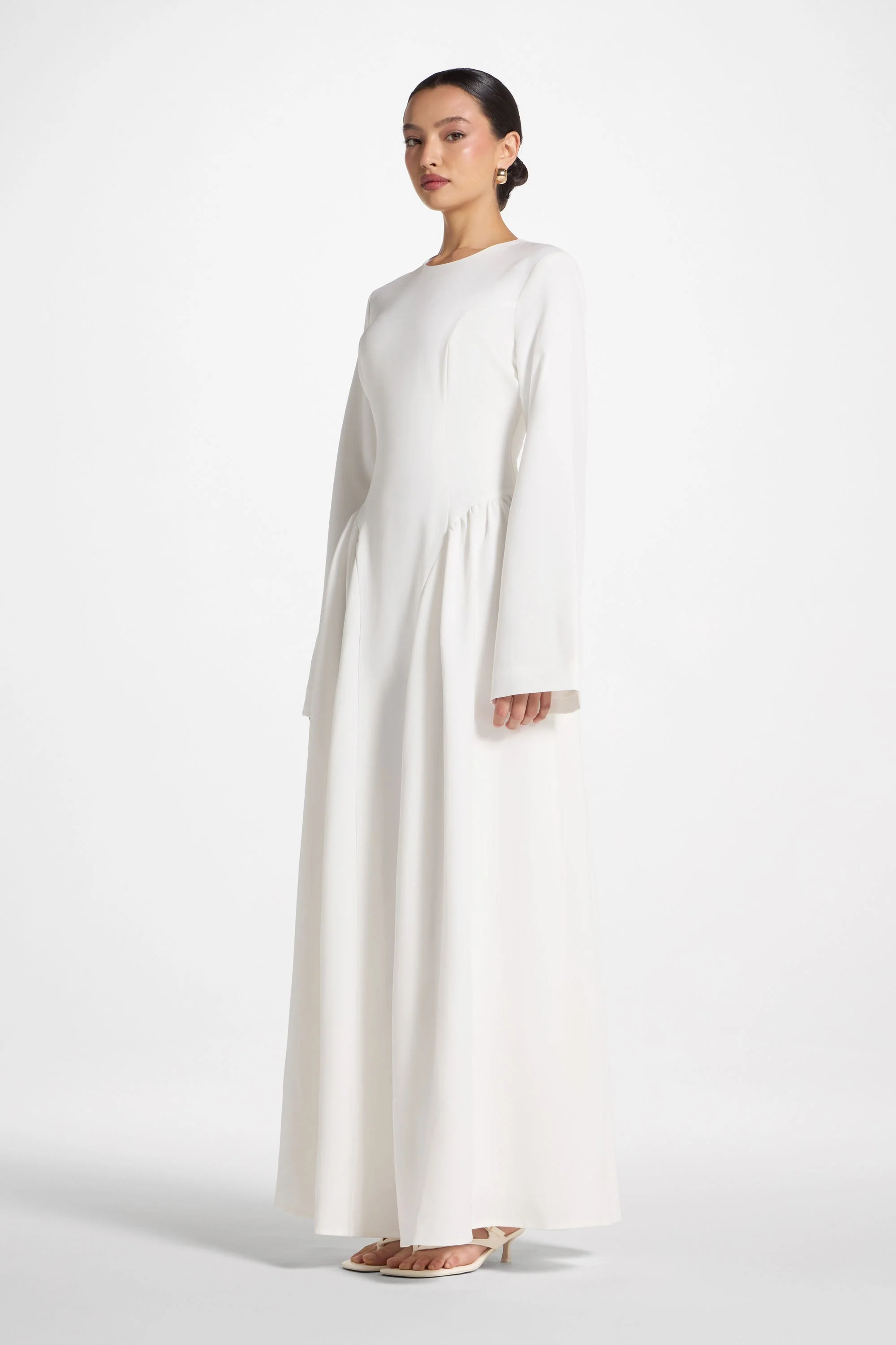 Lace Up Back Maxi Dress - White - Image 7