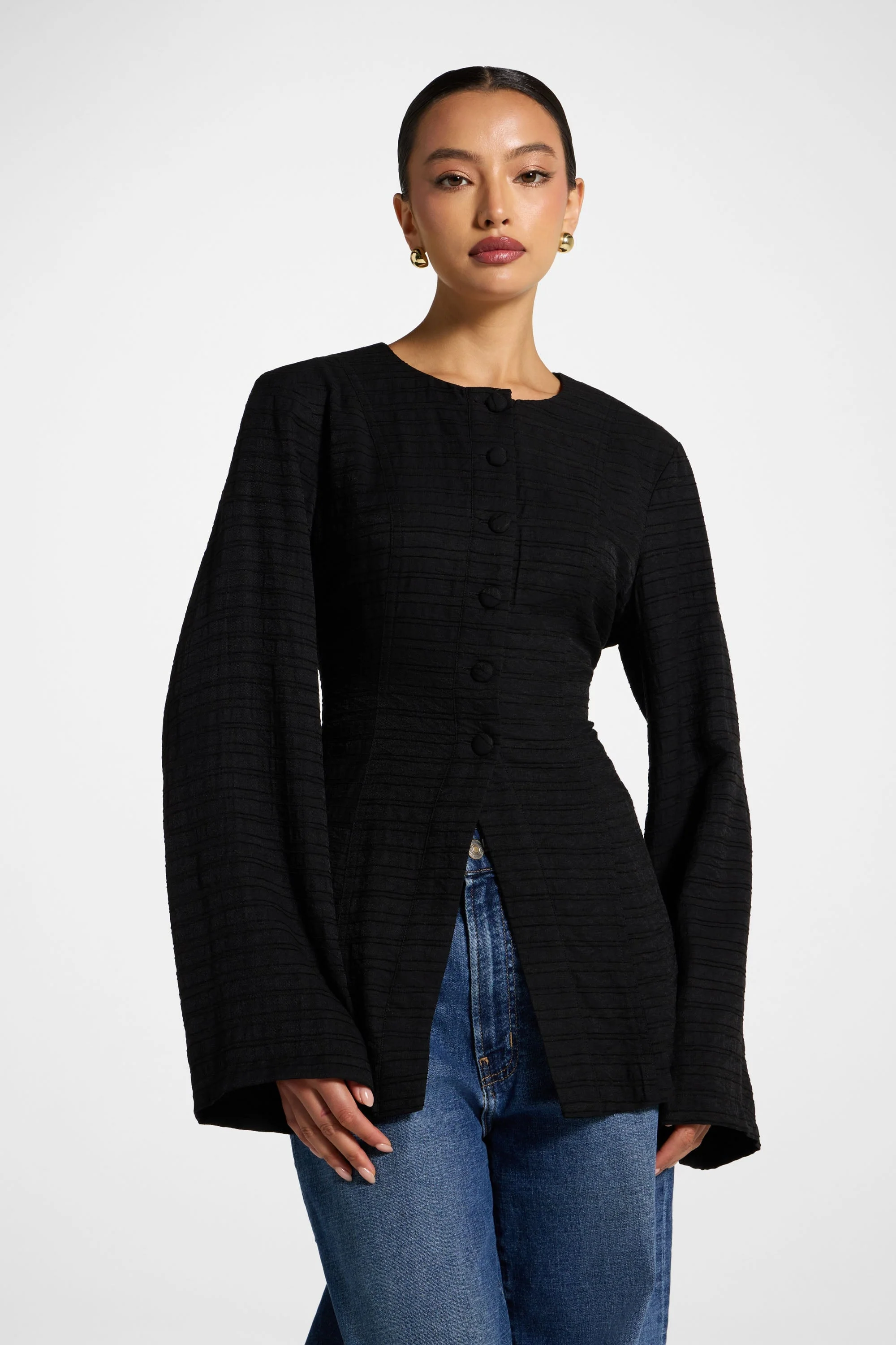 Alice Lace Up Back Top - Black - Image 6
