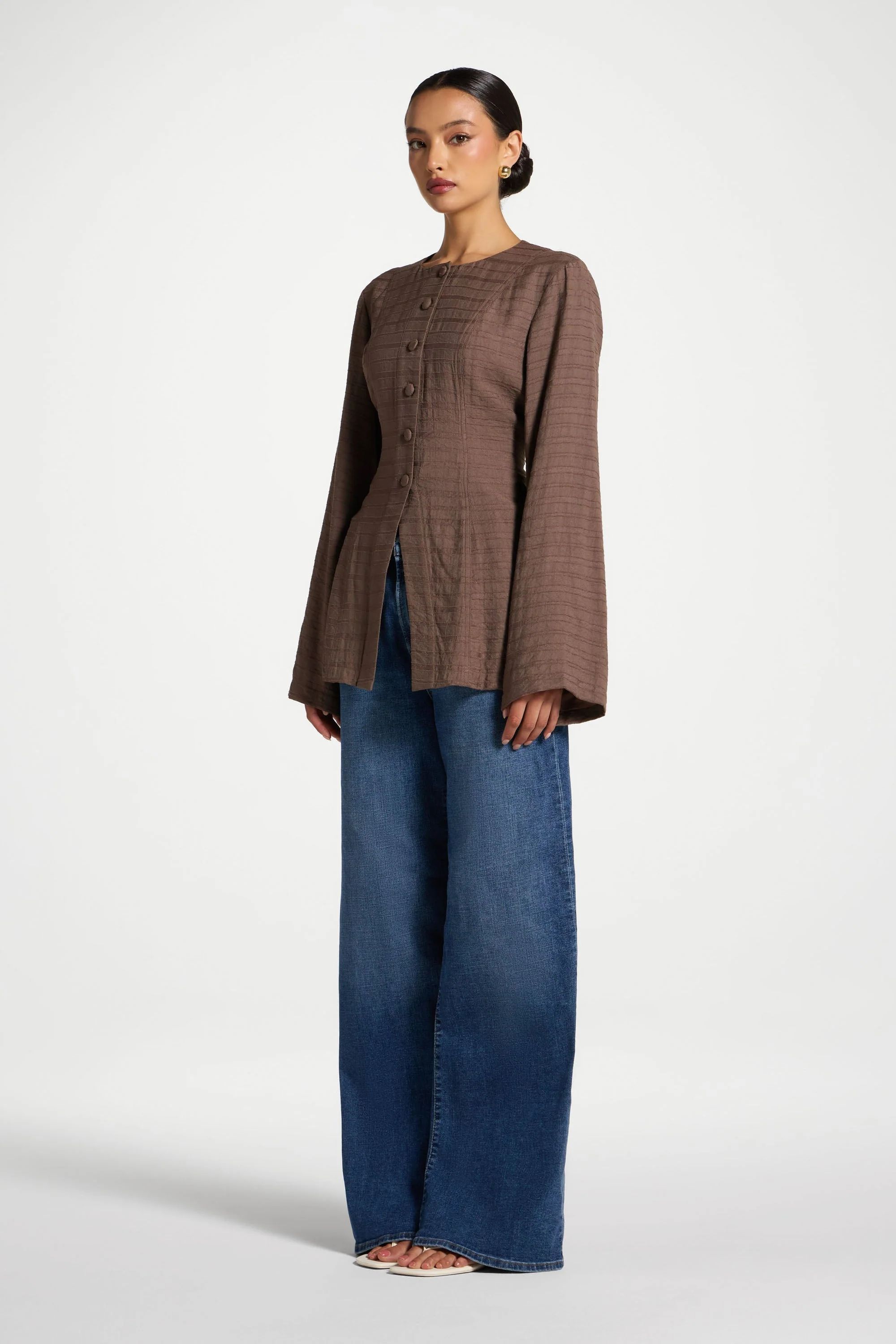 Alice Lace Up Back Top - Mushroom - Image 5