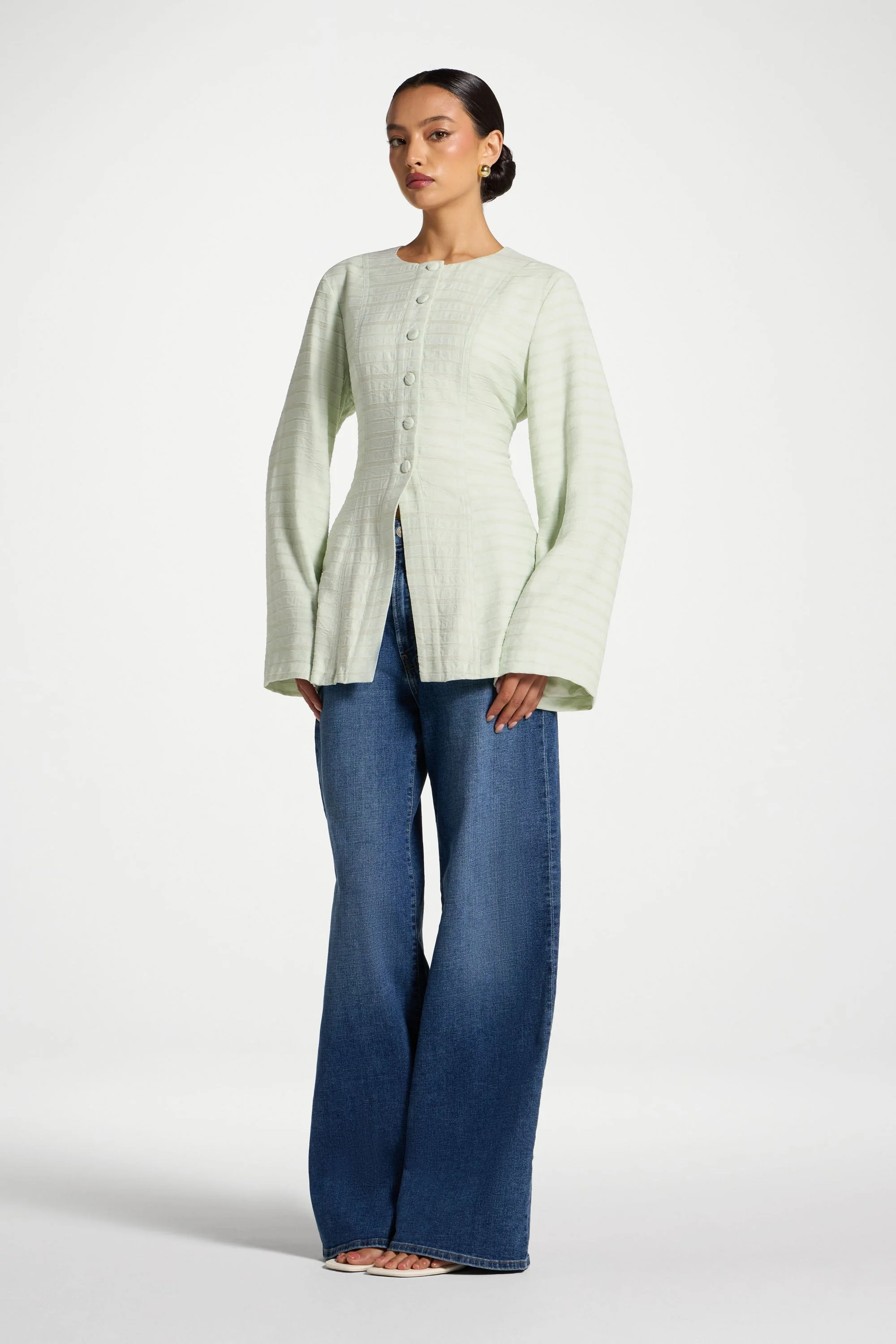 Alice Lace Up Back Top - Pistachio - Image 5