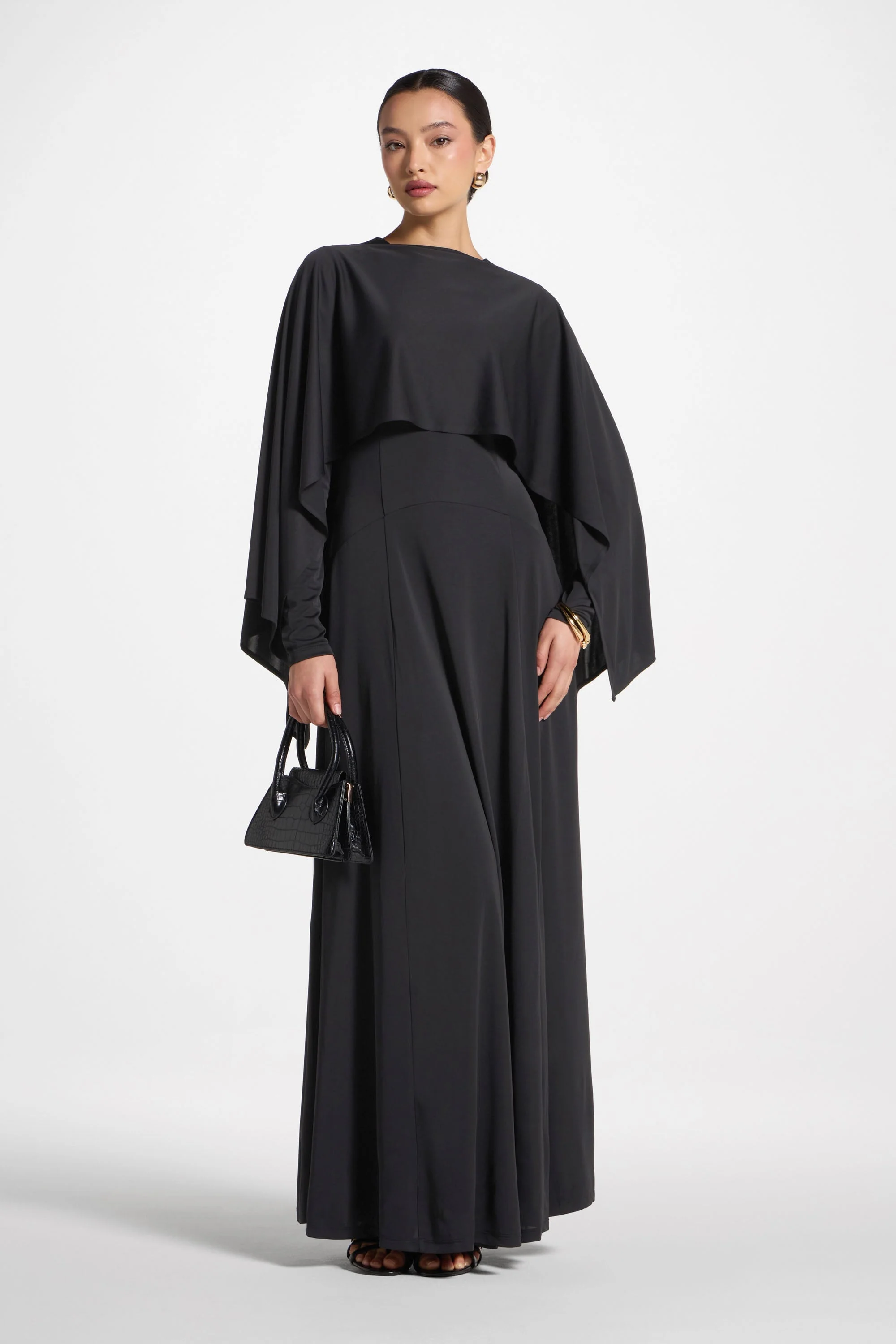 Lana Cape Maxi Dress - Black - Image 3