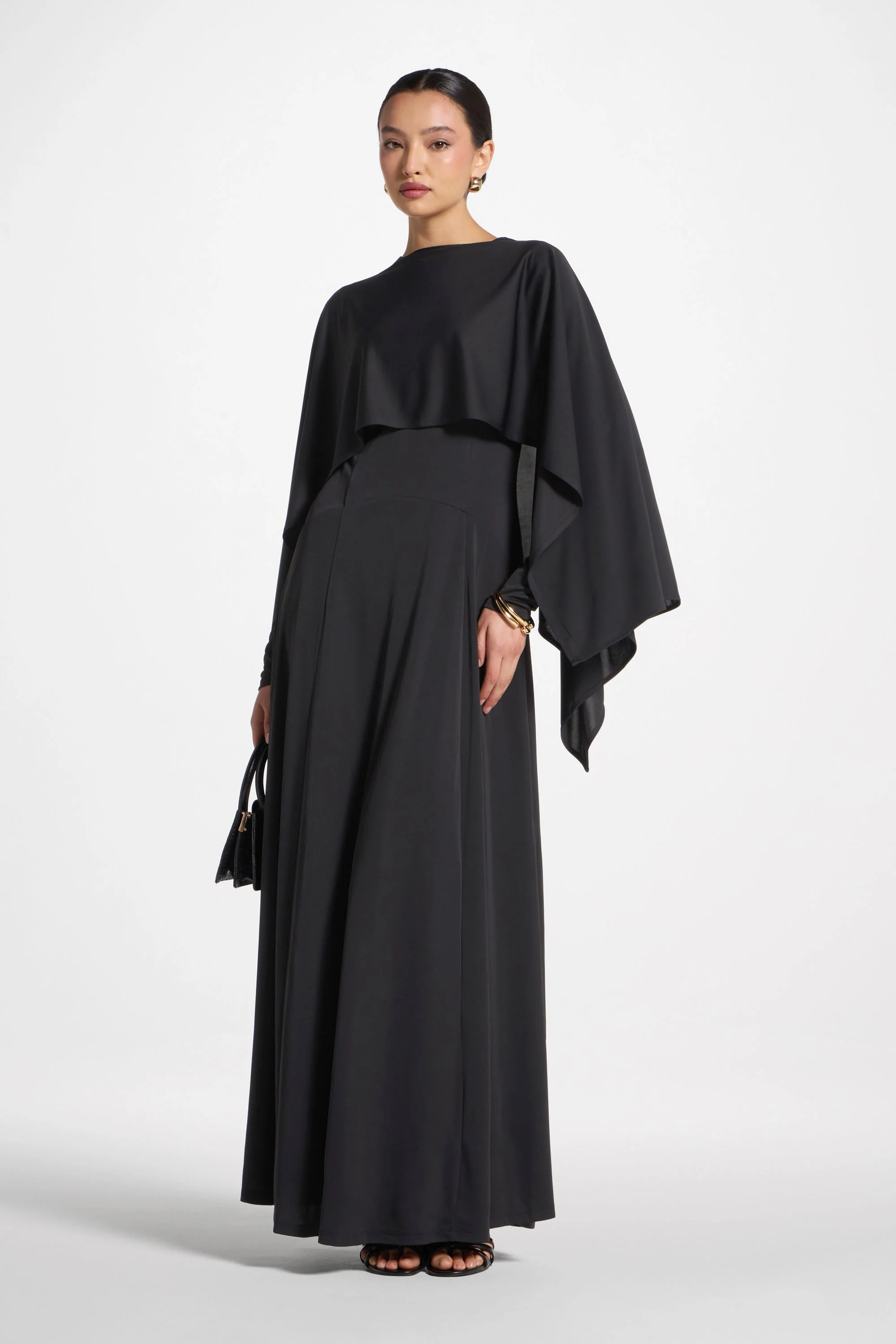 Lana Cape Maxi Dress - Black - Image 4
