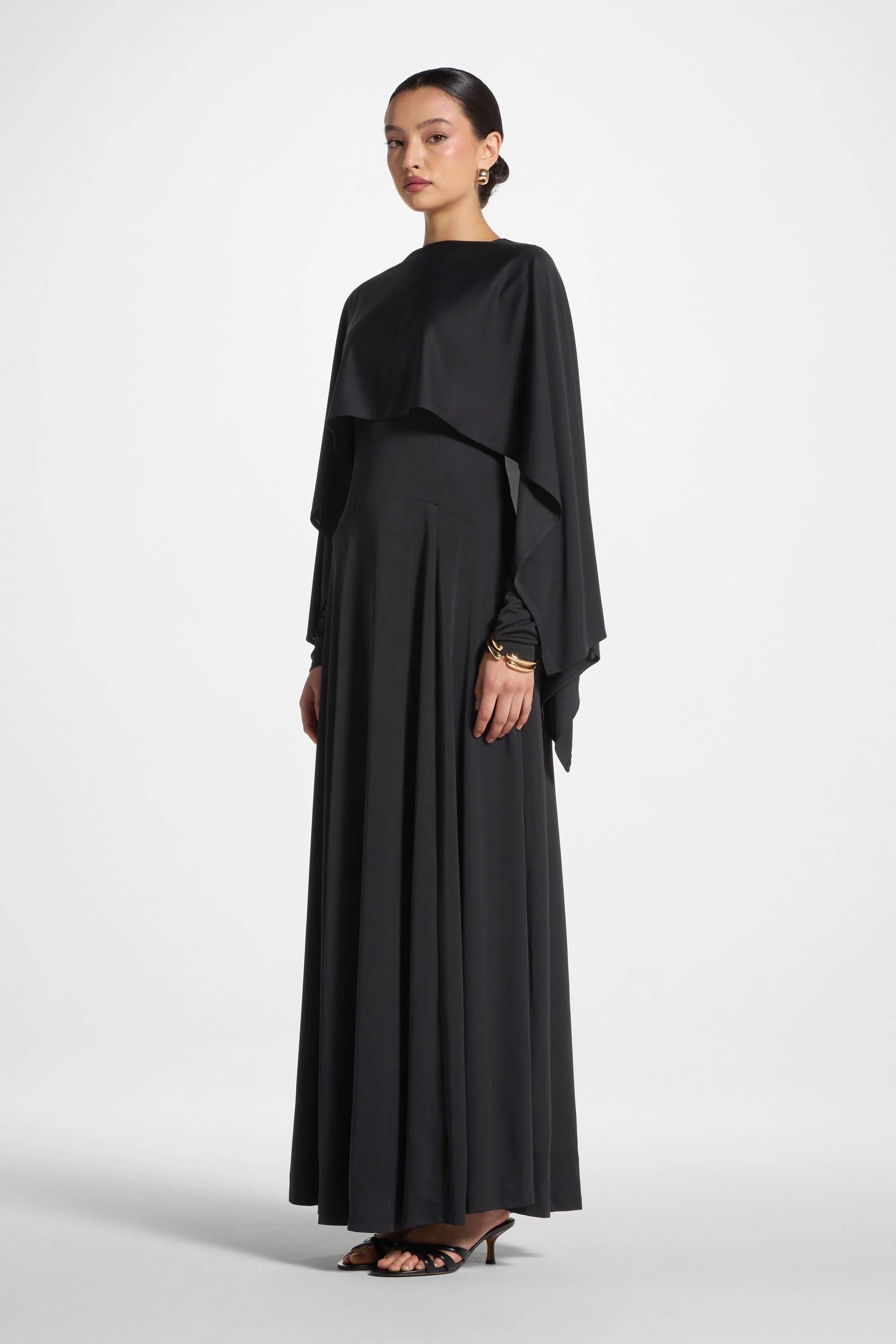 Lana Cape Maxi Dress - Black - Image 5