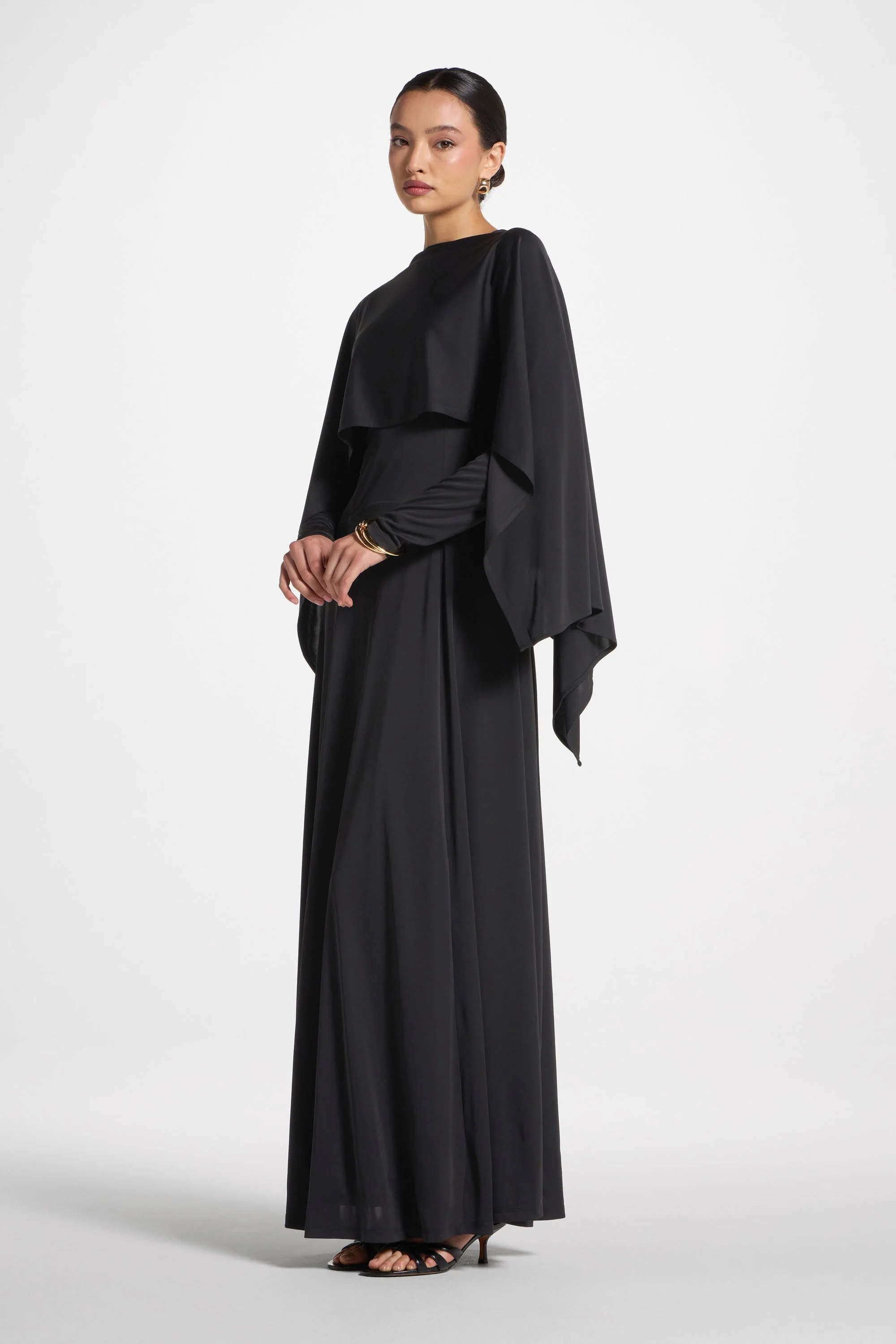 Lana Cape Maxi Dress - Black - Image 6