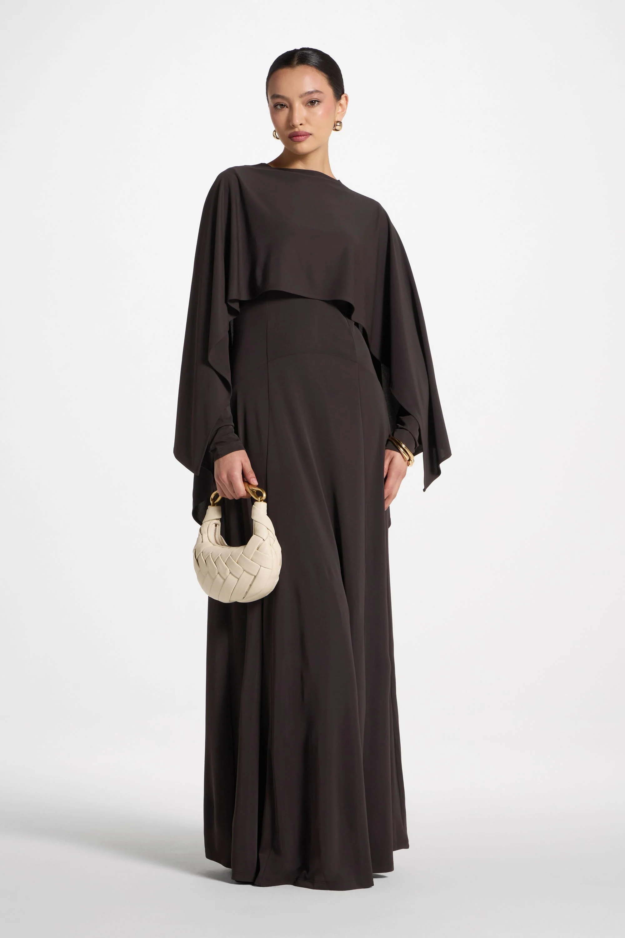 Lana Cape Maxi Dress - Chocolate