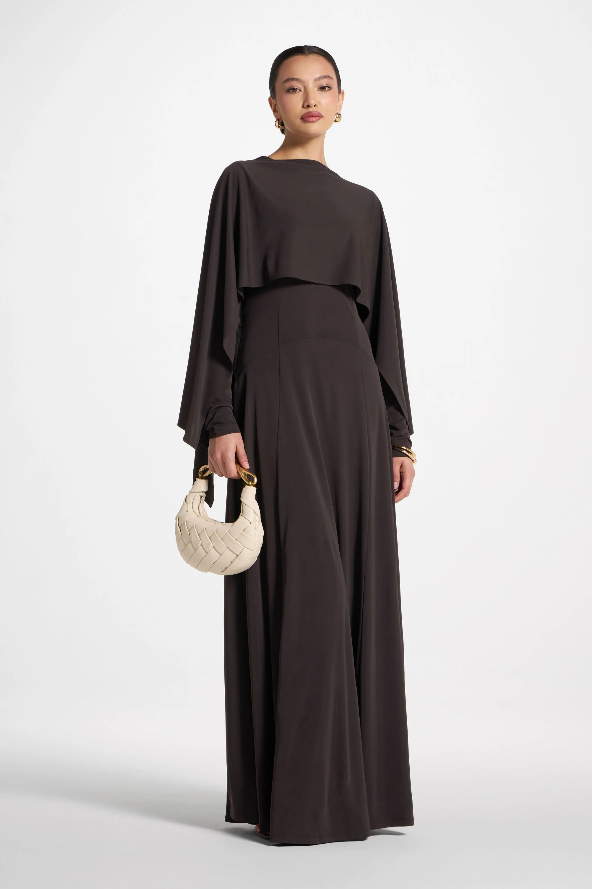 Lana Cape Maxi Dress - Chocolate - Image 6