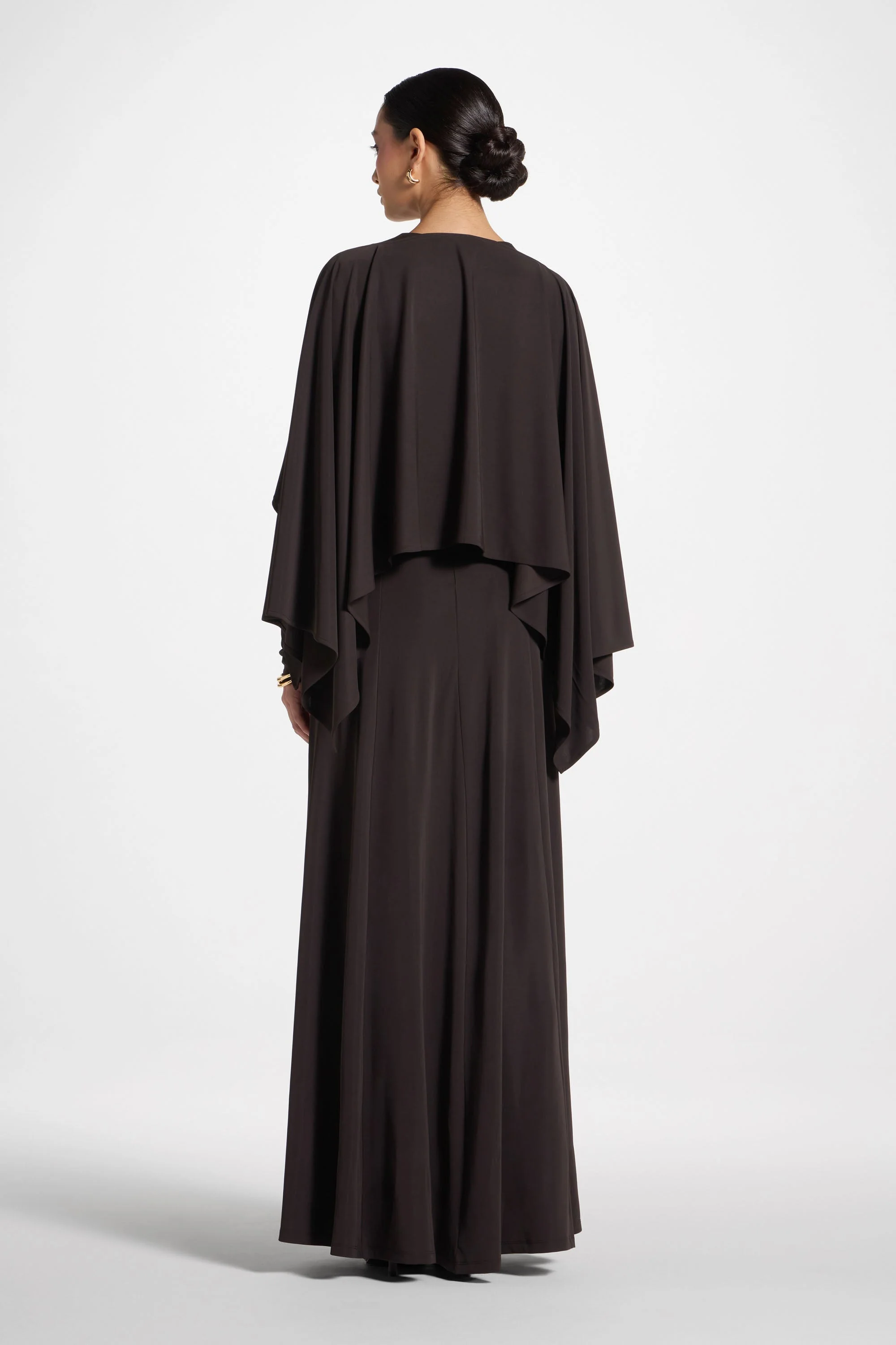 Lana Cape Maxi Dress - Chocolate - Image 8