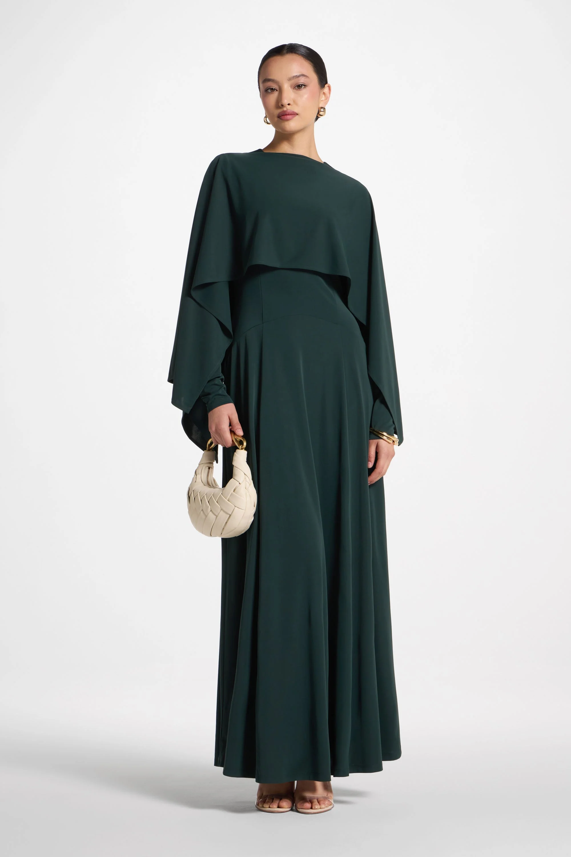 Lana Cape Maxi Dress - Emerald