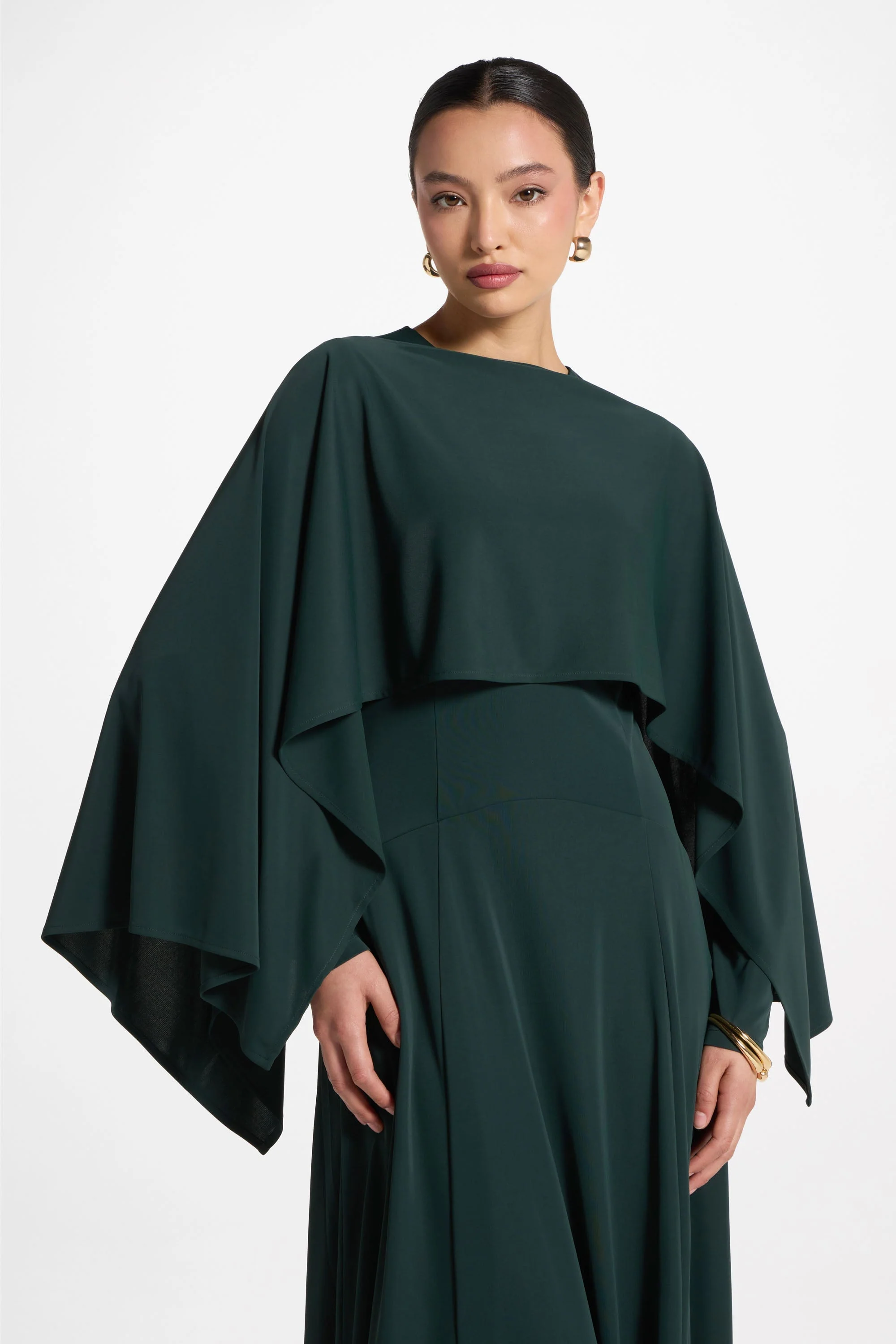 Lana Cape Maxi Dress - Emerald - Image 3