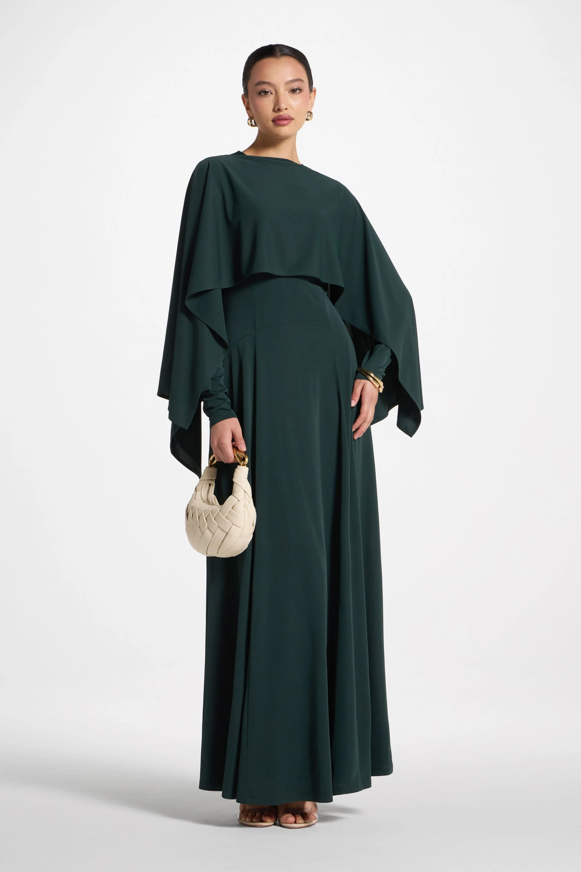 Lana Cape Maxi Dress - Emerald - Image 4
