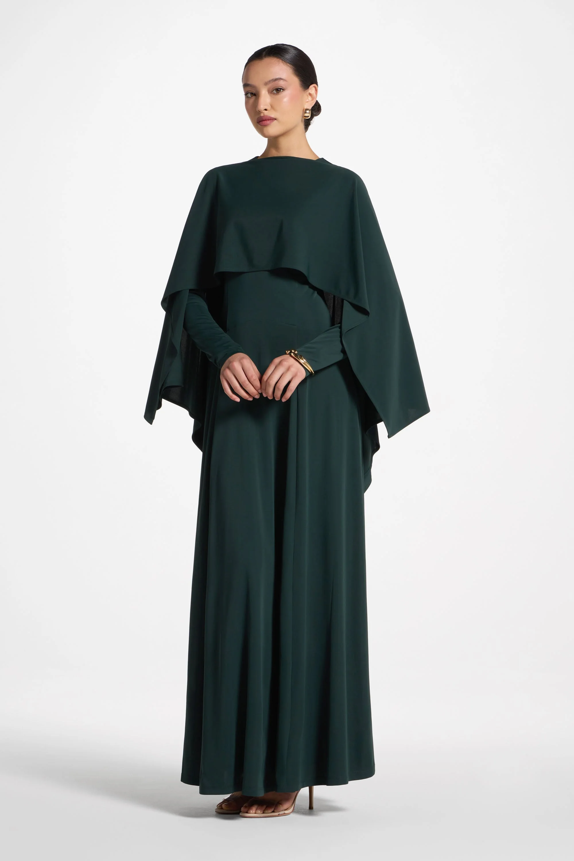 Lana Cape Maxi Dress - Emerald - Image 5