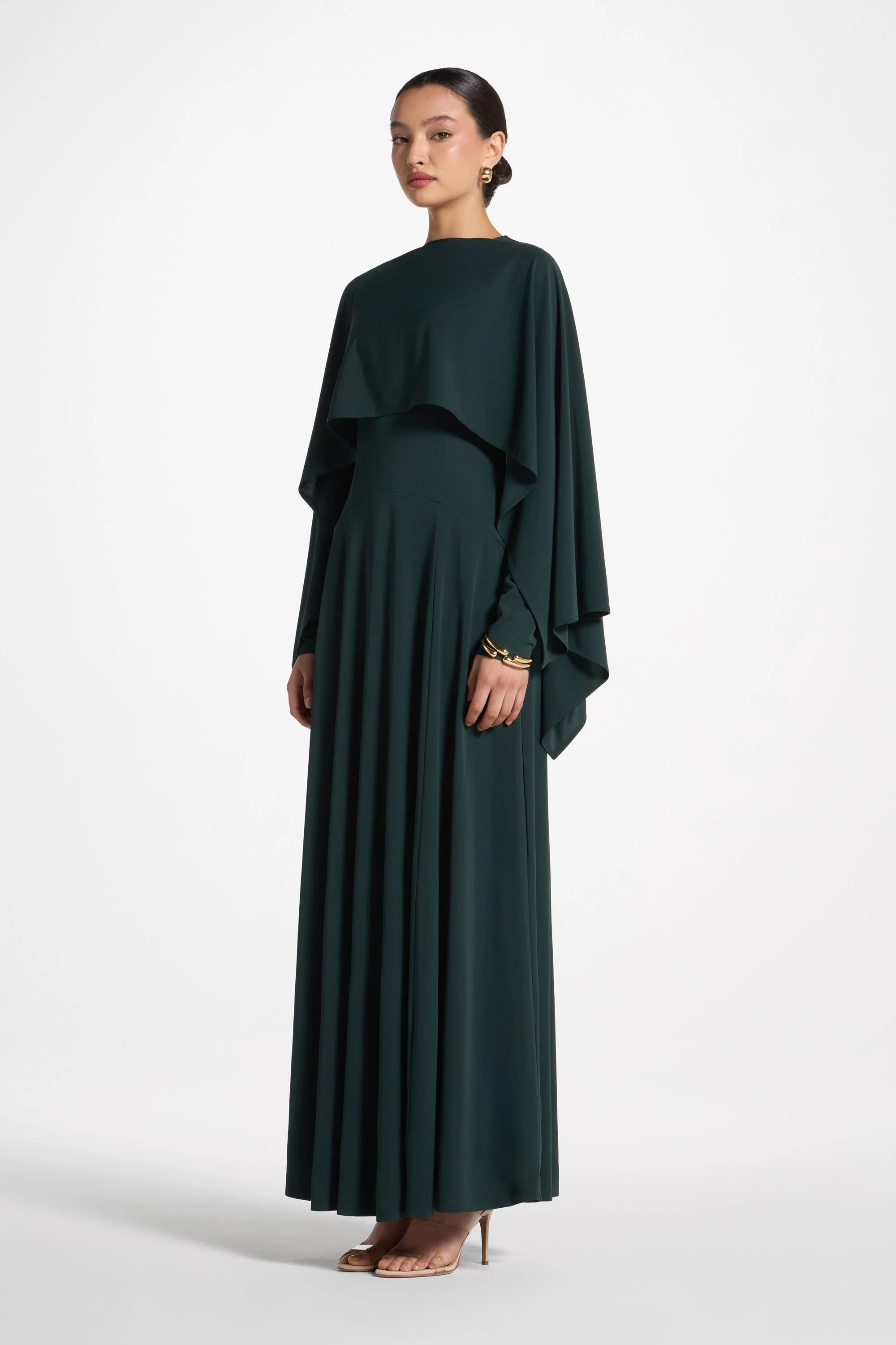 Lana Cape Maxi Dress - Emerald - Image 7