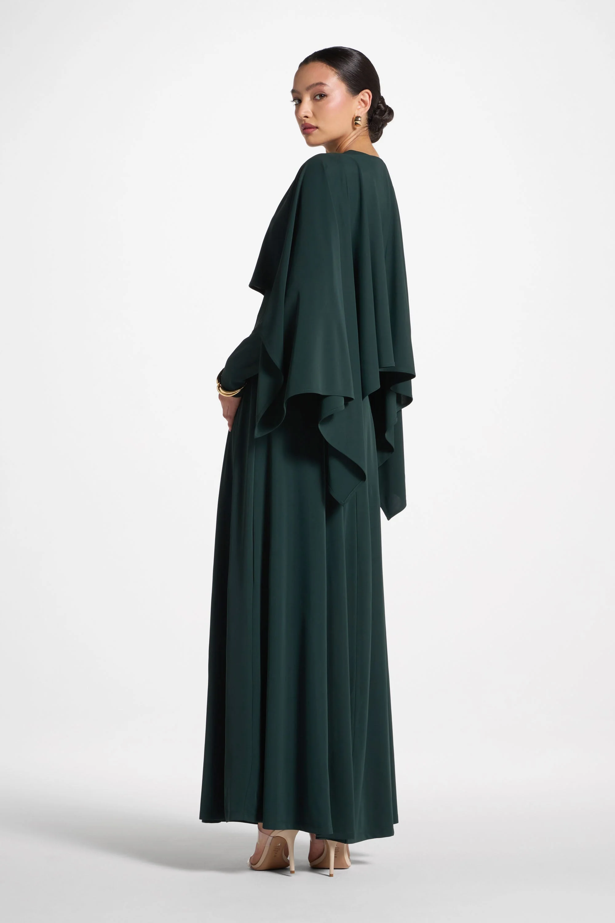 Lana Cape Maxi Dress - Emerald - Image 8