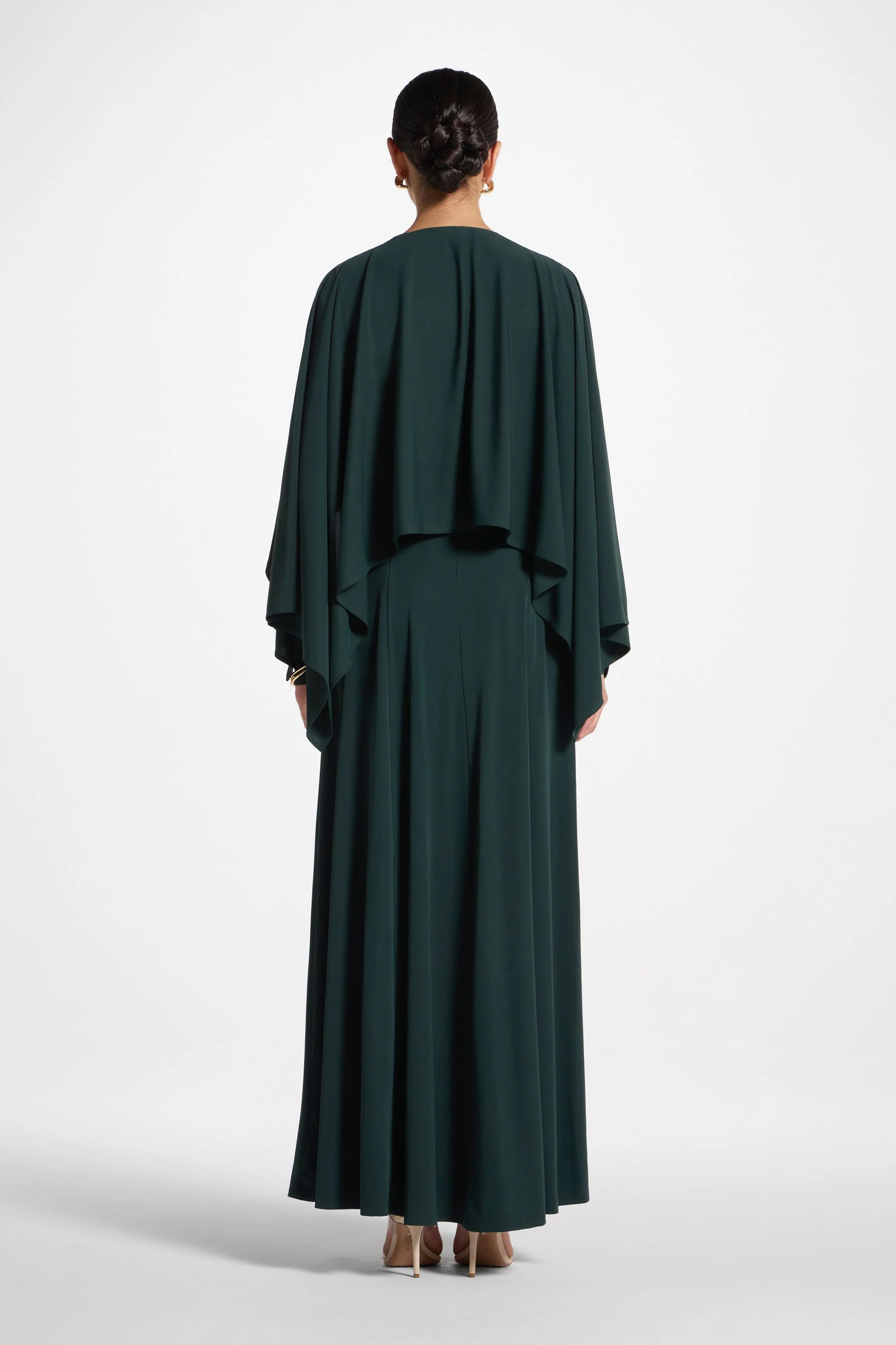 Lana Cape Maxi Dress - Emerald - Image 9