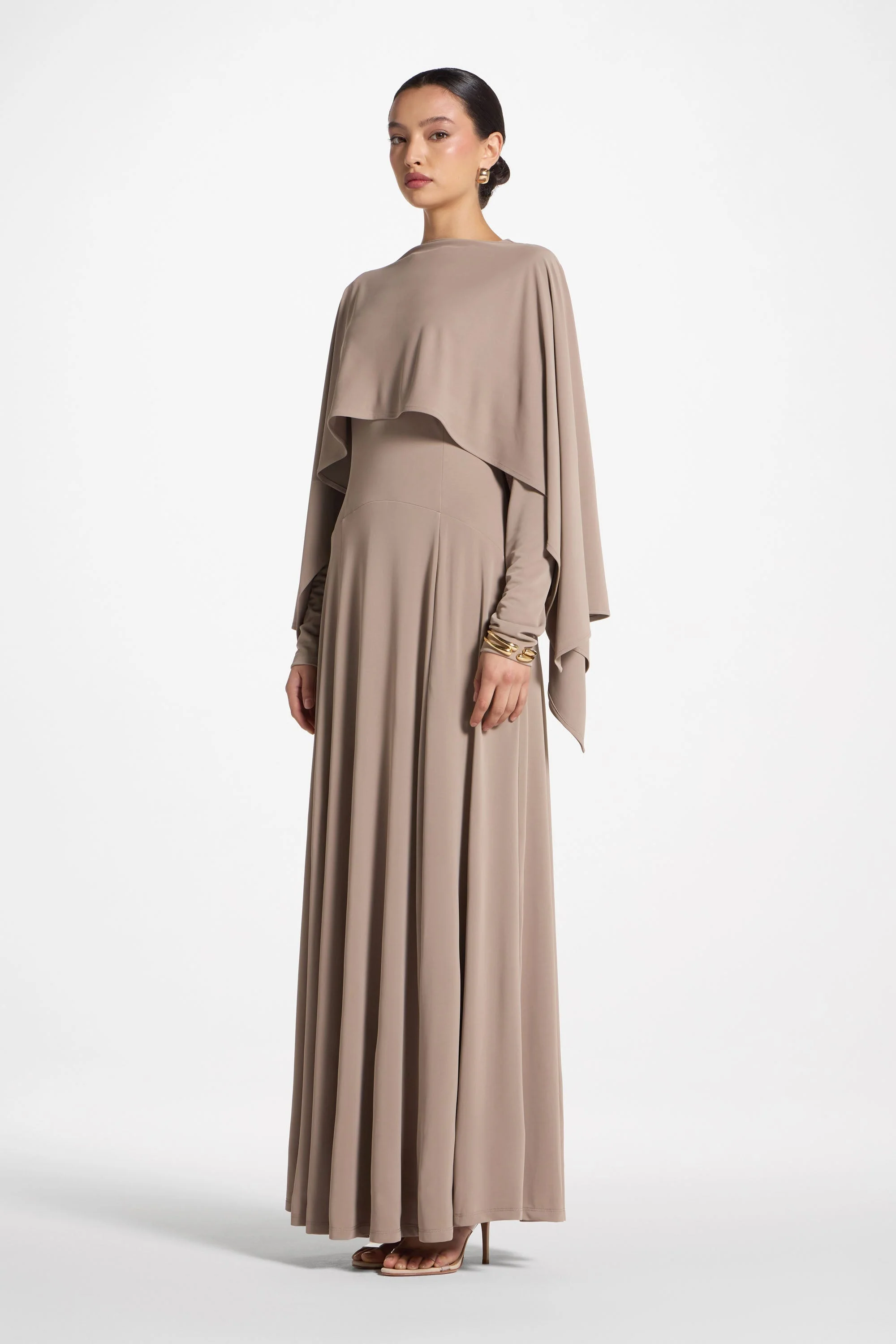 Lana Cape Maxi Dress - Moonrock - Image 4