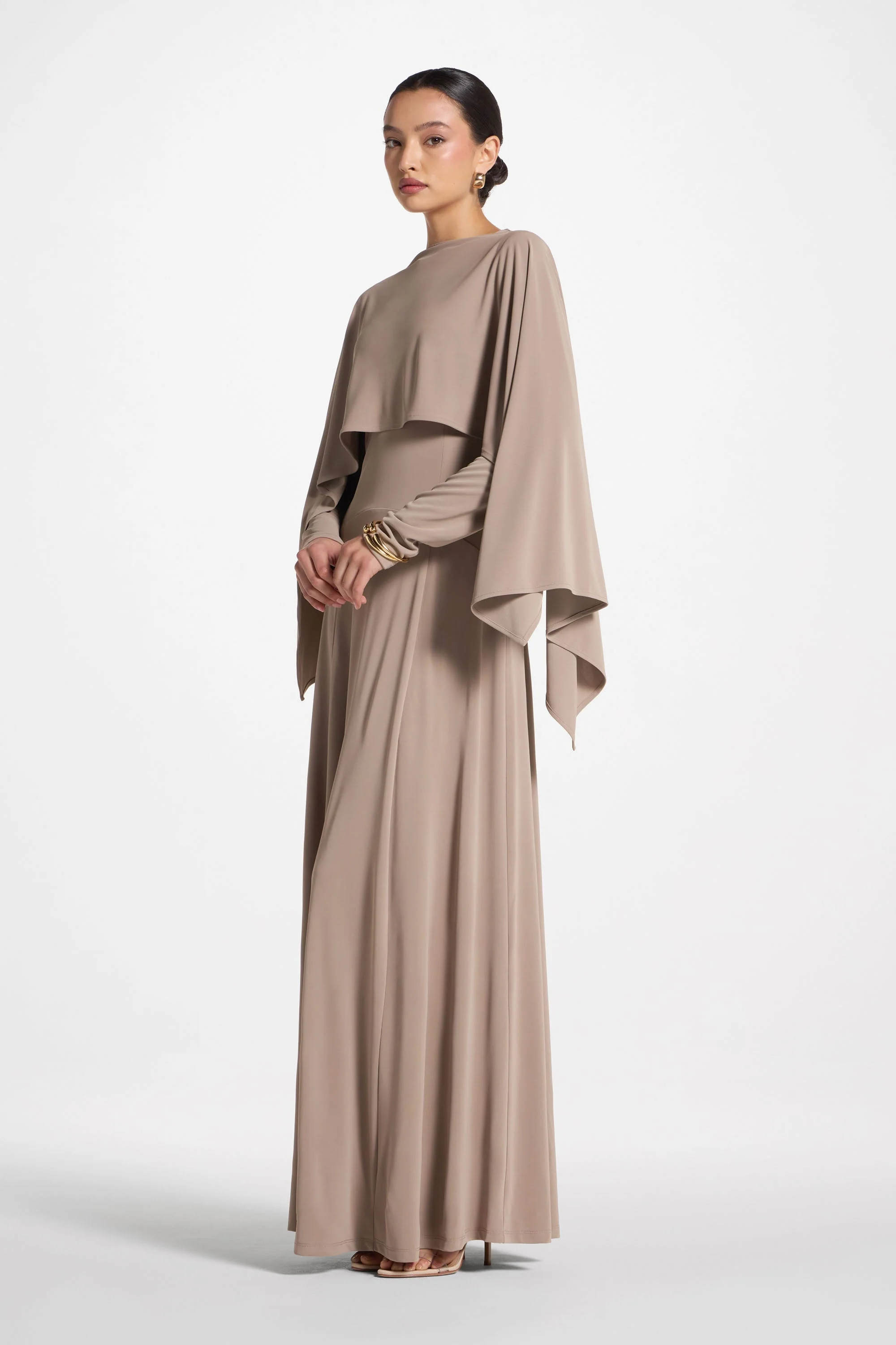 Lana Cape Maxi Dress - Moonrock - Image 7