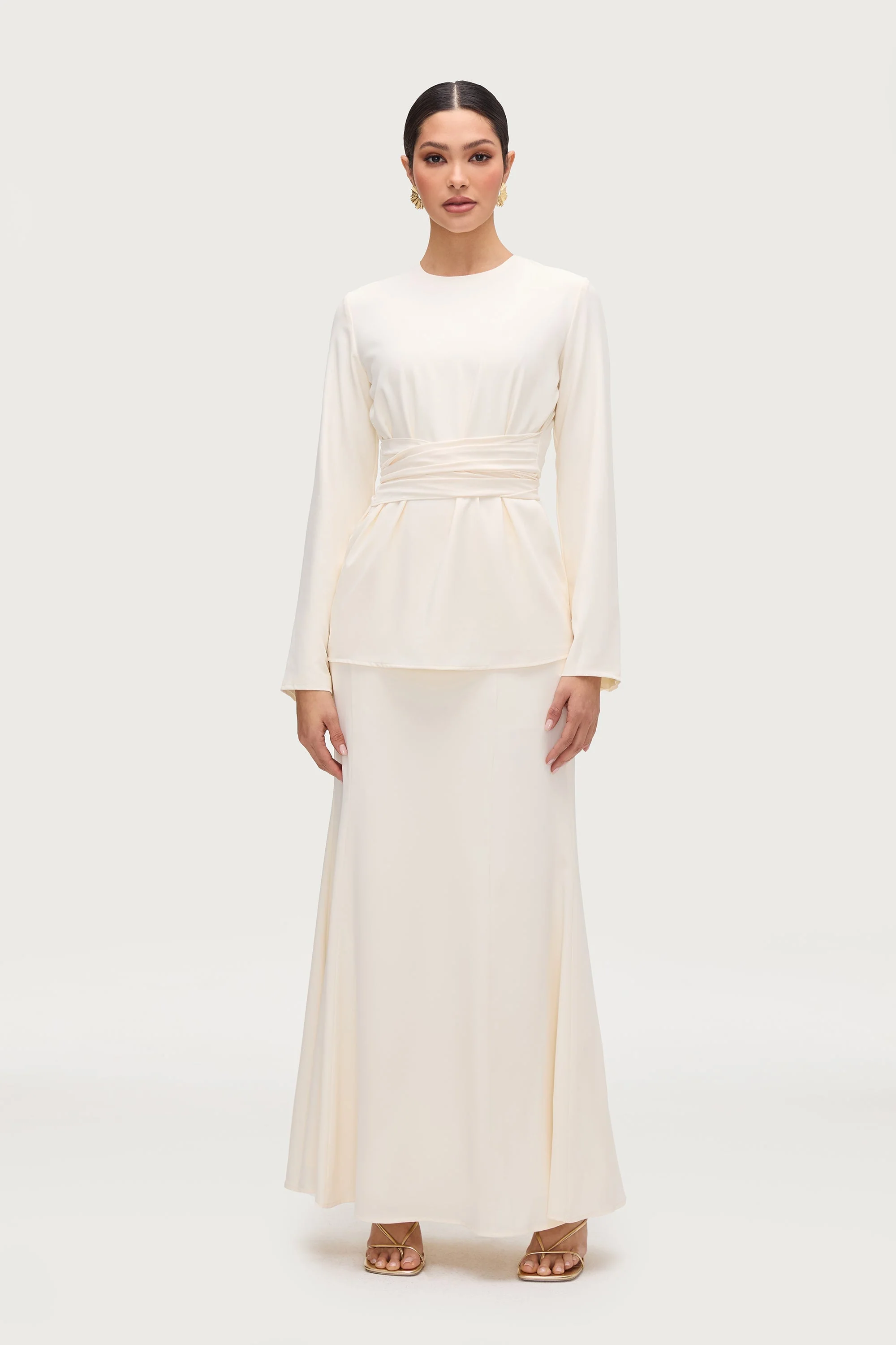Layali Tie Waist Top & Skirt Set - Moonbeam - Image 5