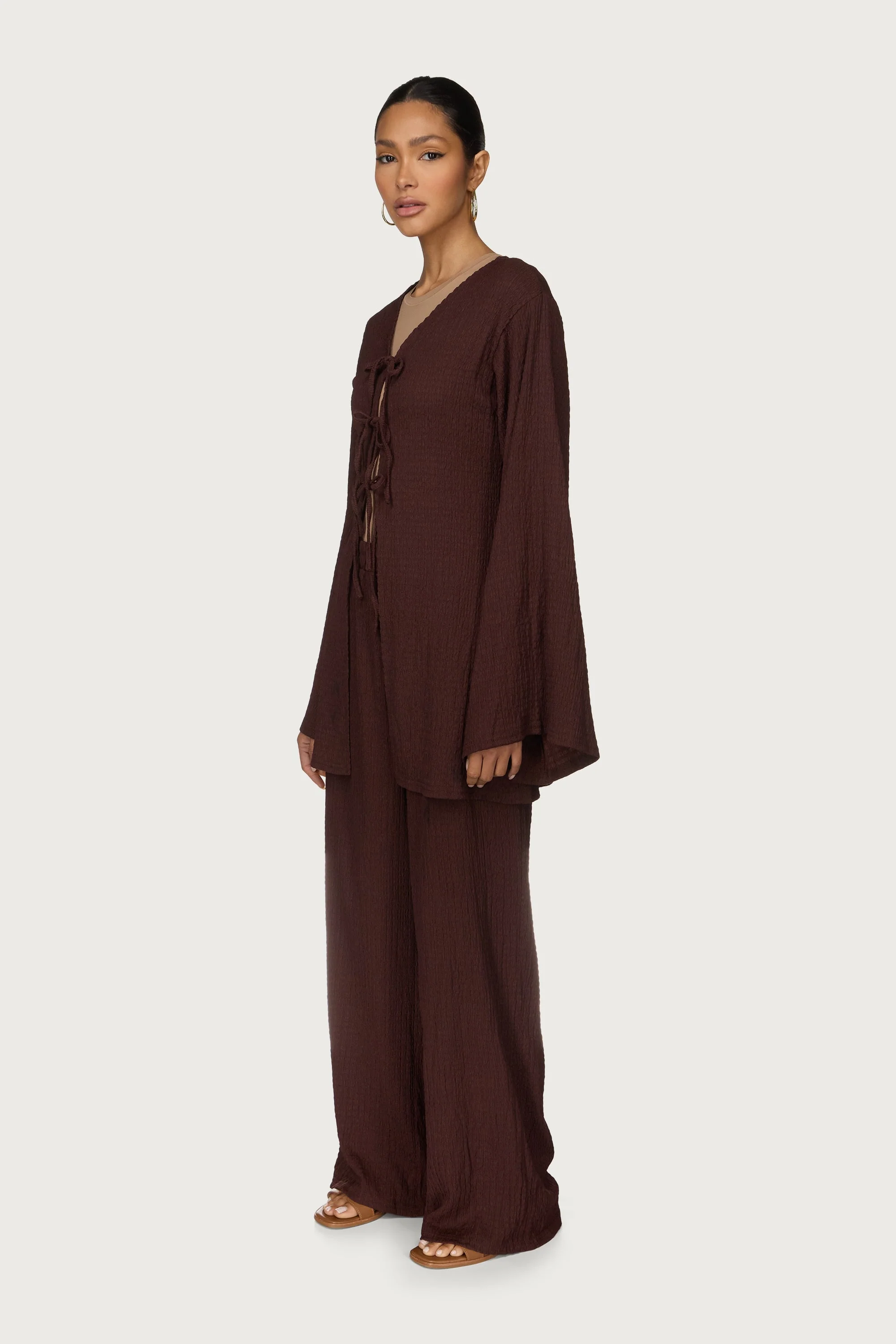 Layla Matching Top & Pants Set - Chocolate - Image 4