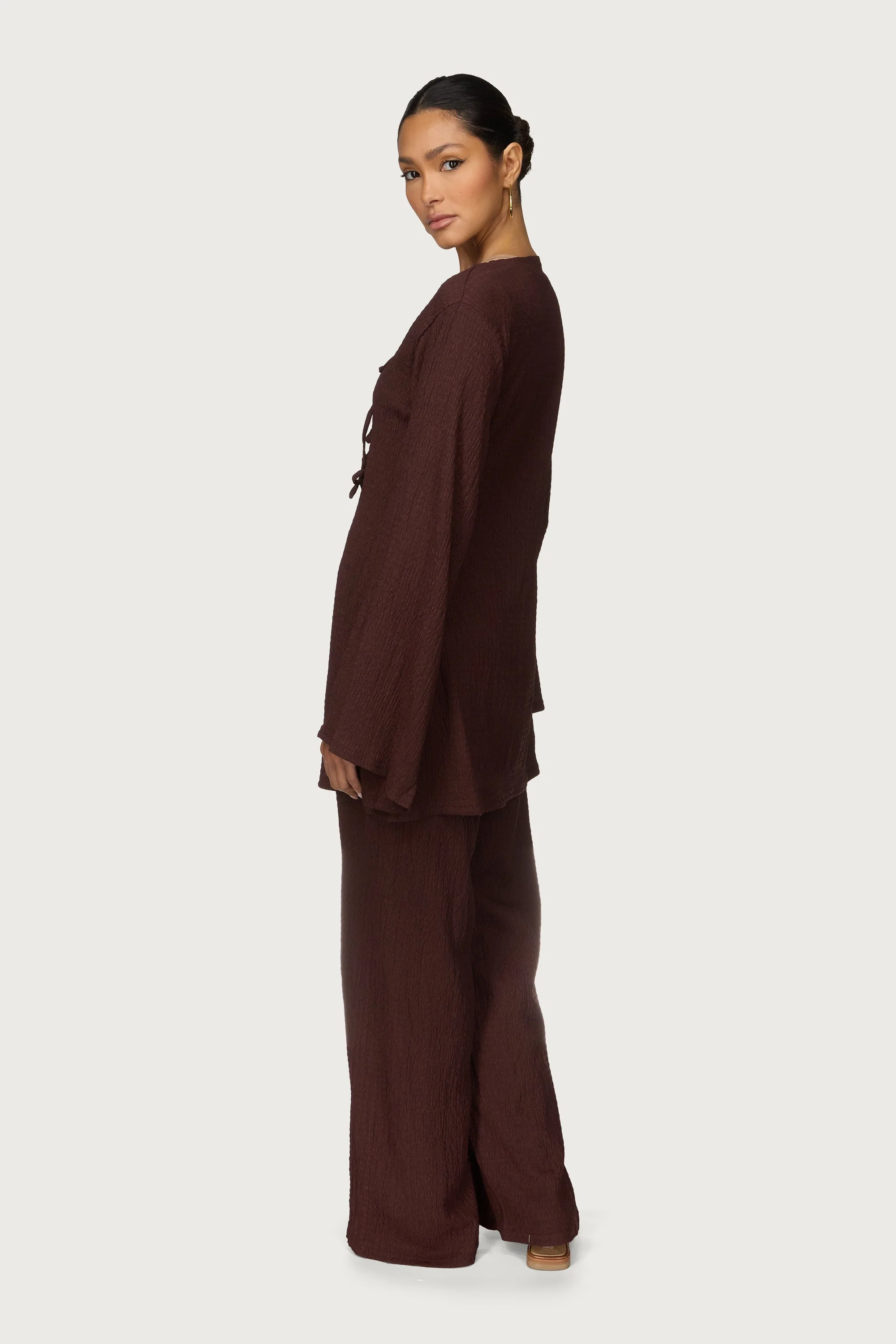 Layla Matching Top & Pants Set - Chocolate - Image 5