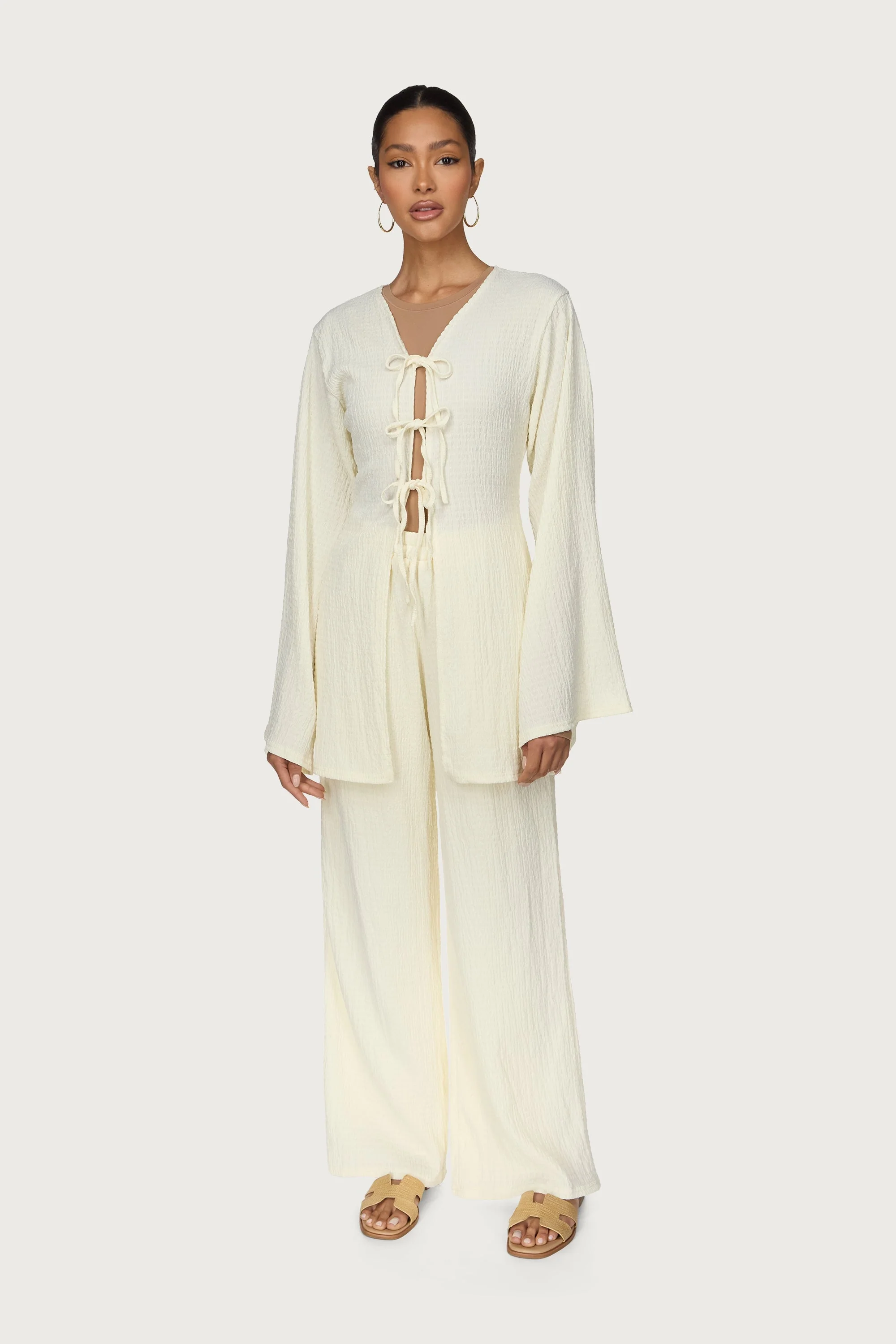 Layla Matching Top & Pants Set - Off White - Image 2