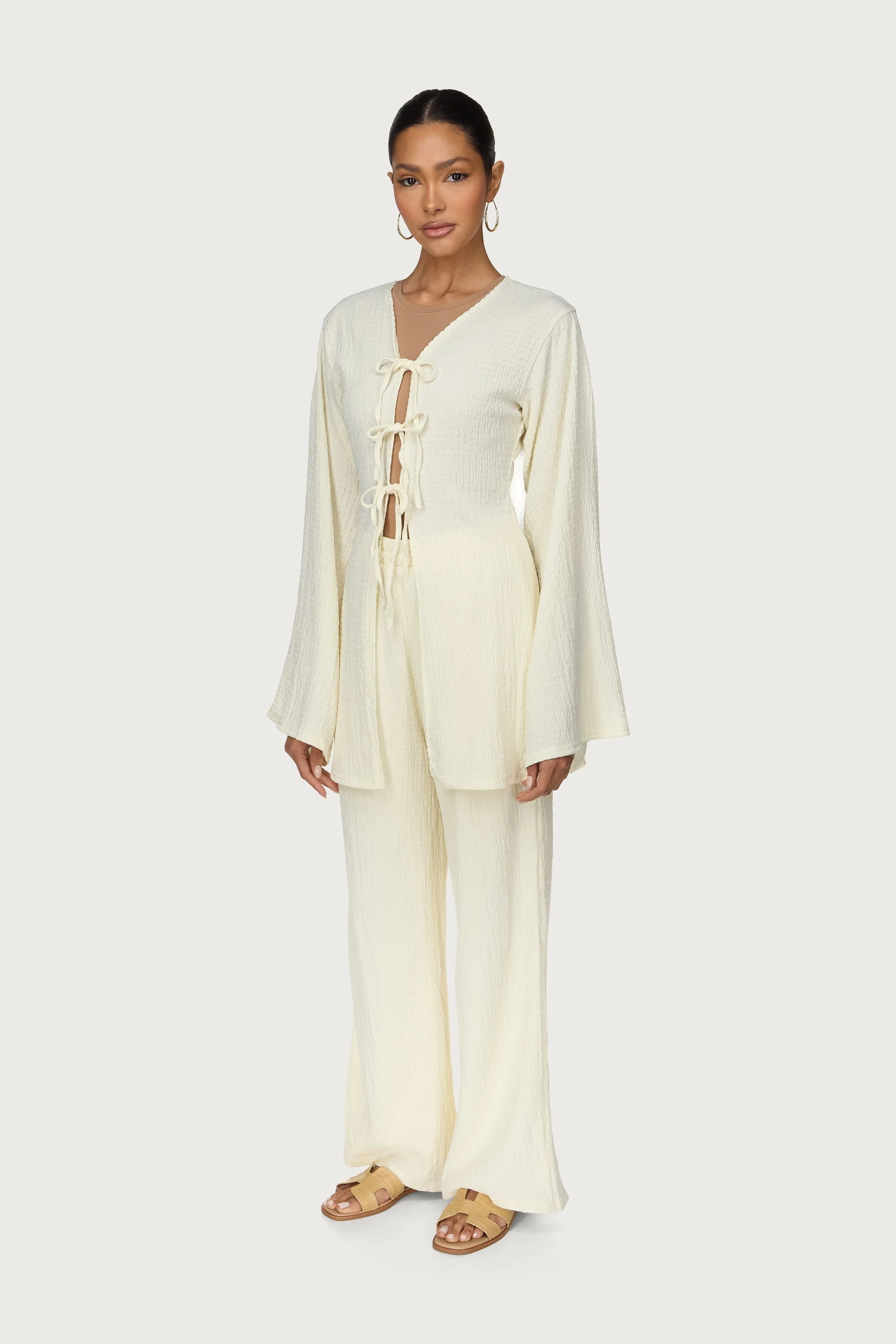 Layla Matching Top & Pants Set - Off White - Image 4