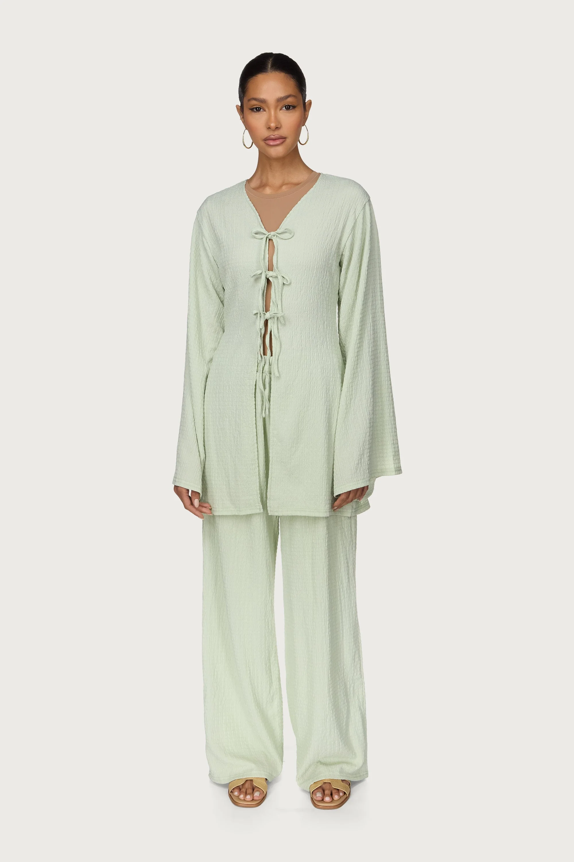 Layla Matching Top & Pants Set - Pistachio - Image 2