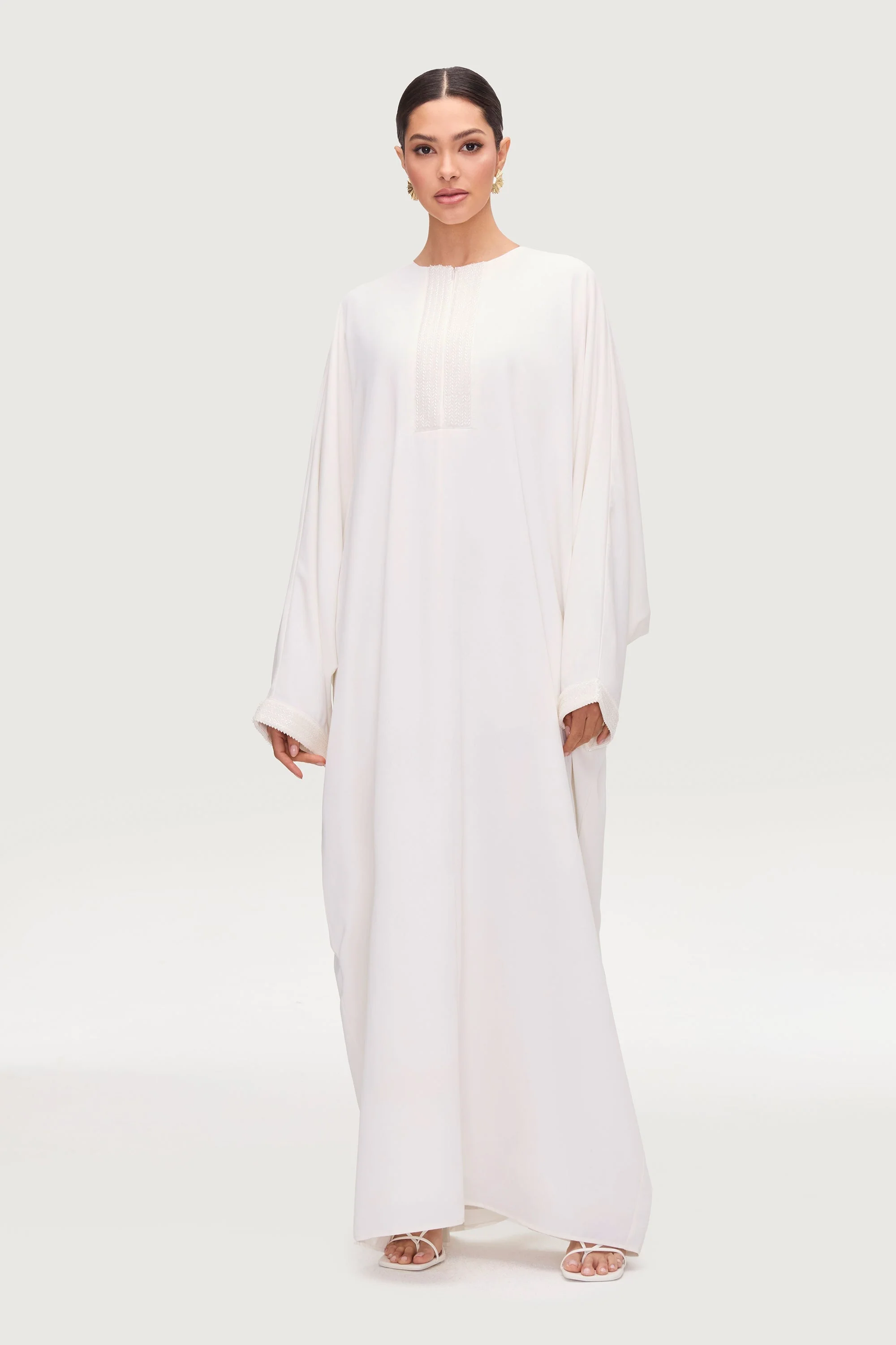 Lina Embellished Abaya - White - Image 5