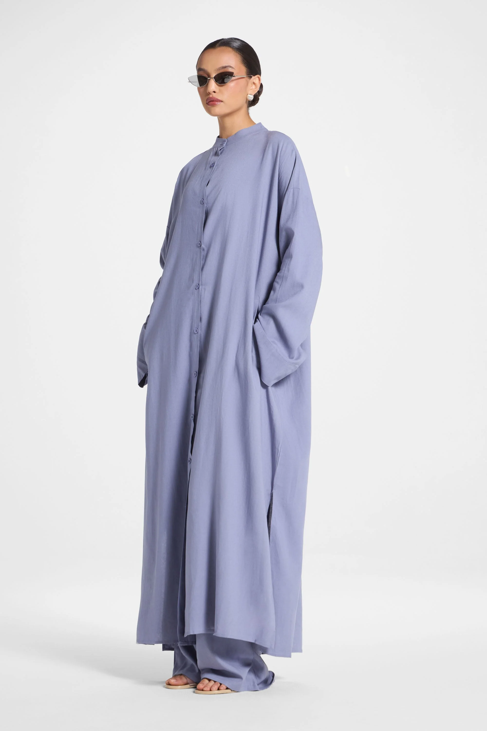 Linen Button Down Top & Pants Set - Dusk - Image 4