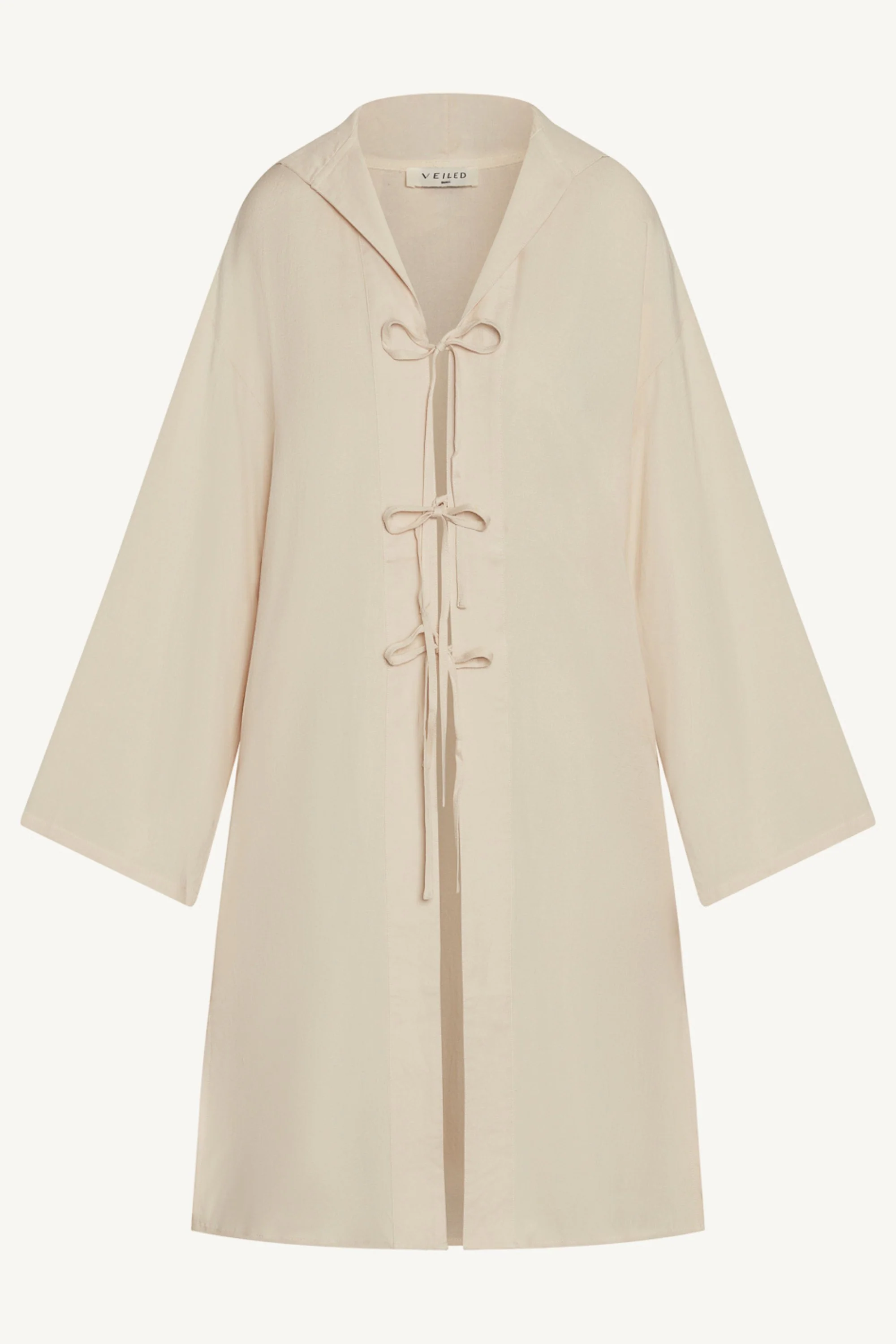 Linen Tie Front Top - Off White - Image 6