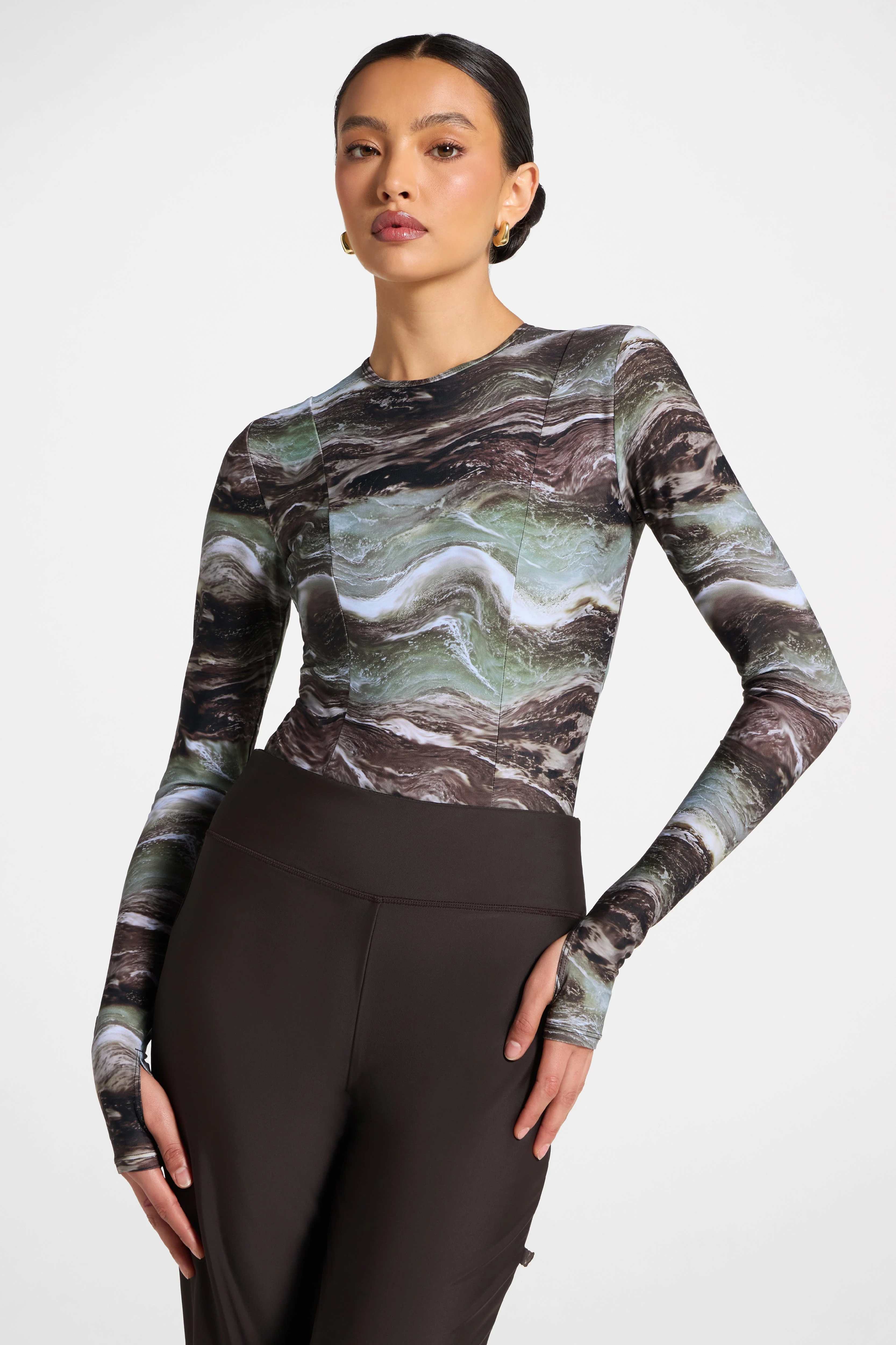 Back Zip Swimsuit - Earth Marble - Image 6