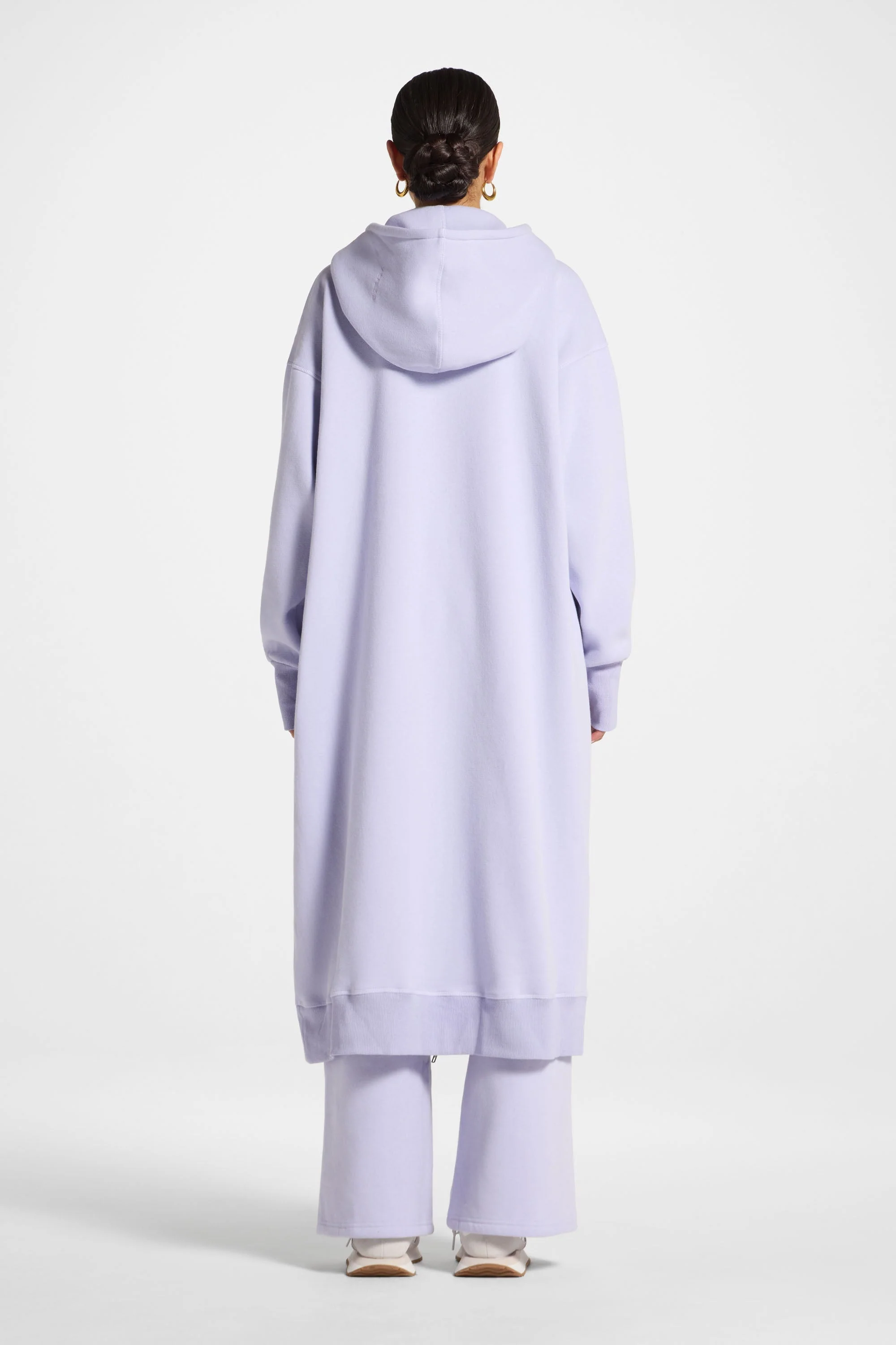 Longline Hooded Zip Sweatshirt - Lavender - Image 8