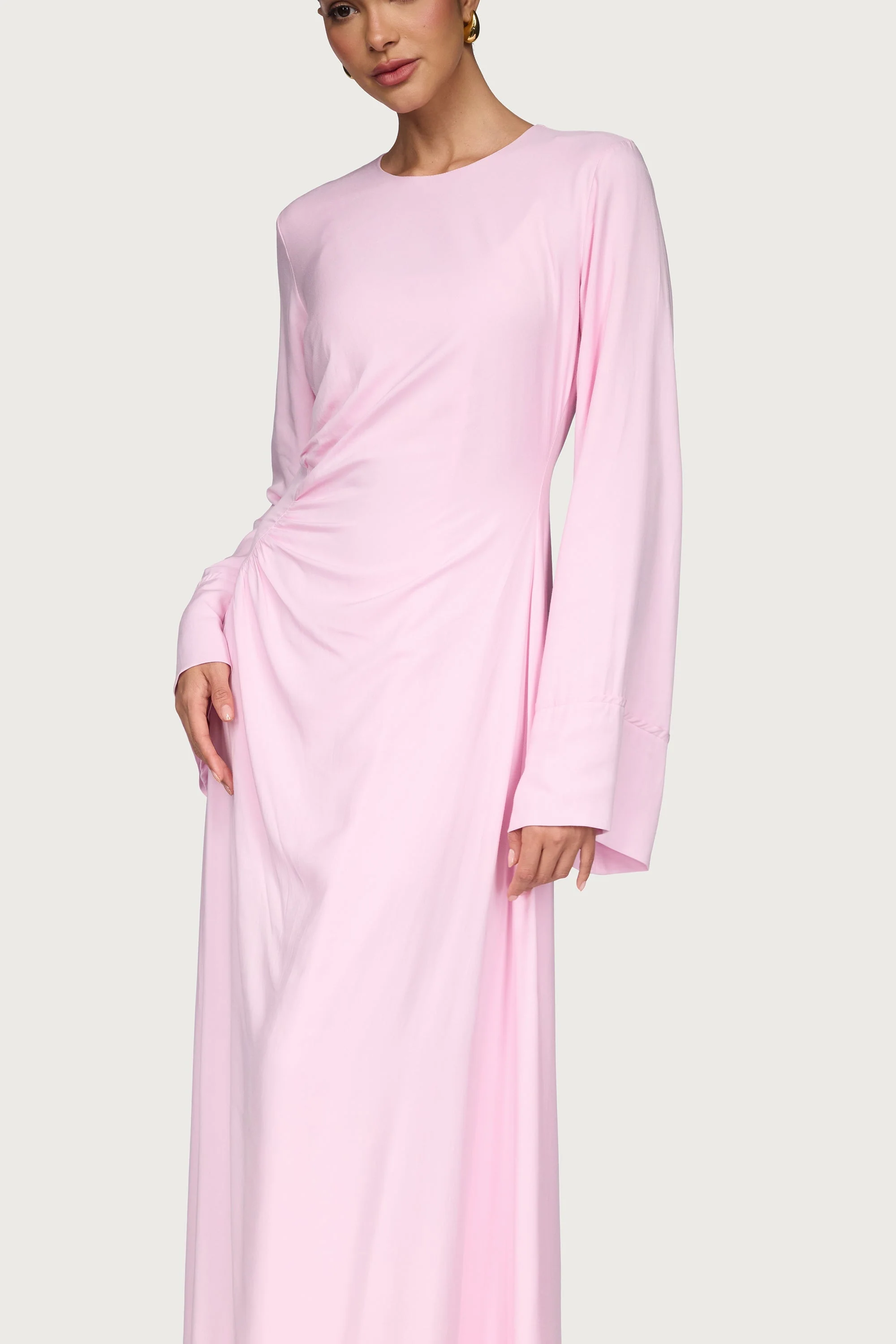 Mais Asymmetric Maxi Dress - Pastel Pink - Image 3