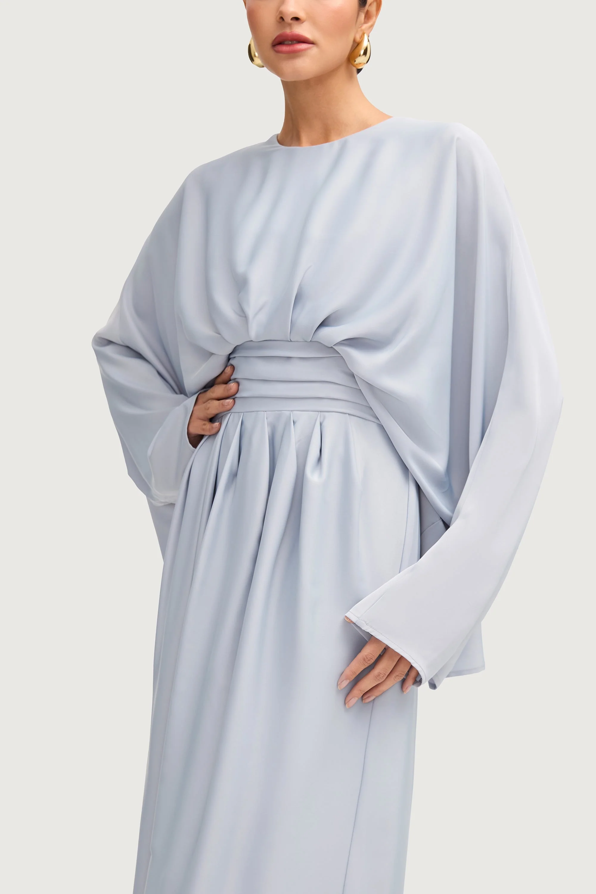 Maleeka Drape Maxi Dress - Pastel Blue - Image 3