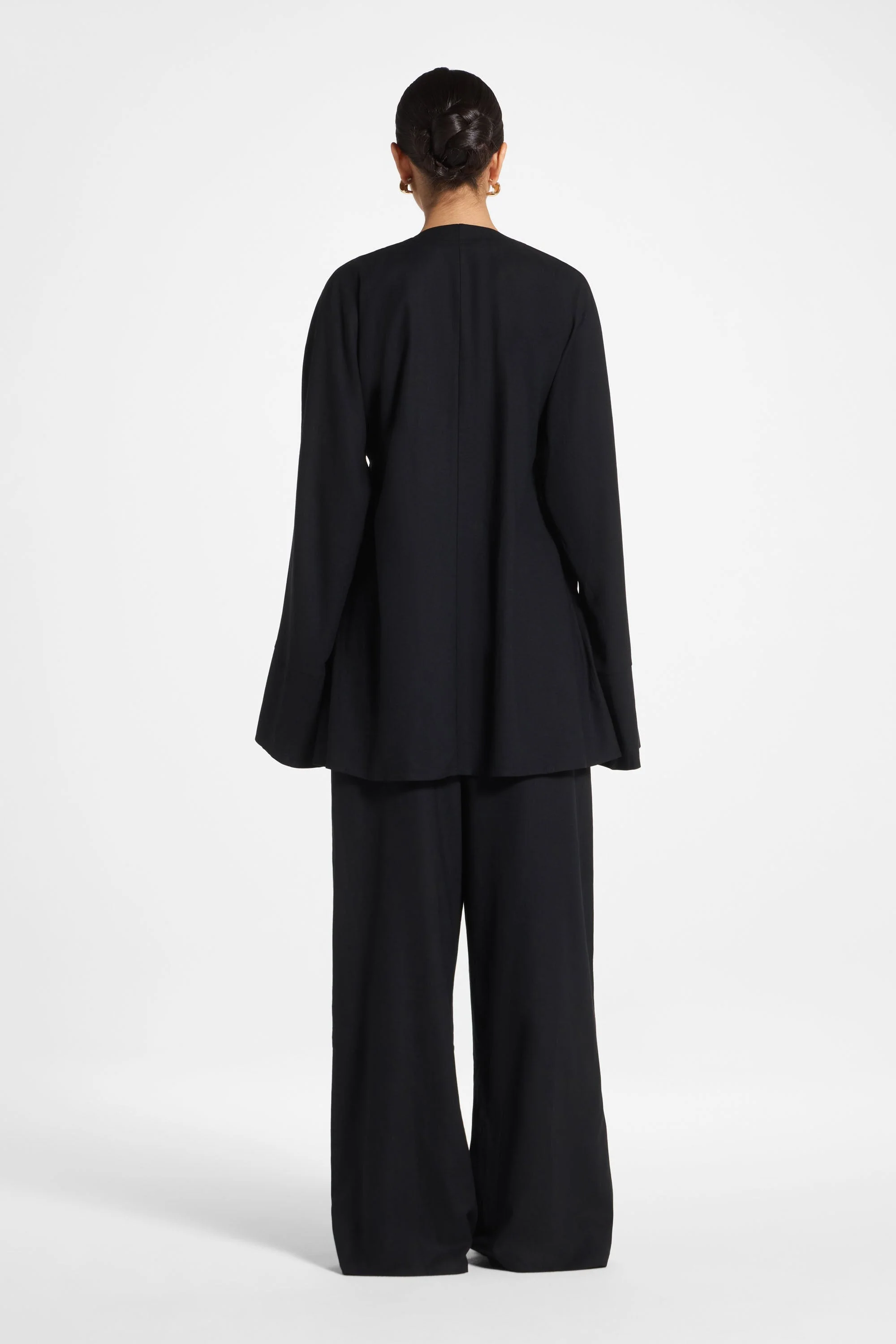 Maya Linen Matching Top & Pants Set - Black - Image 4