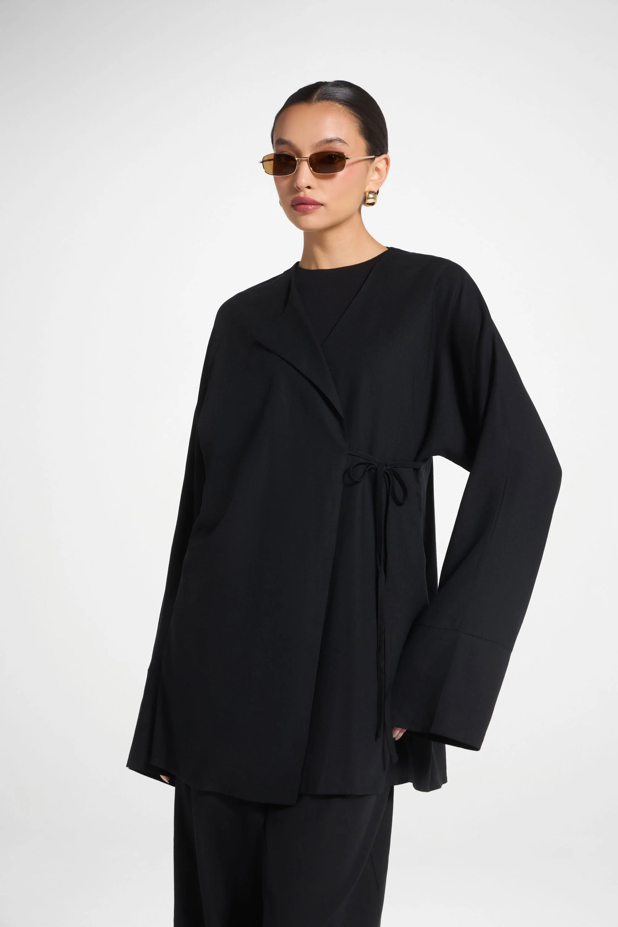 Maya Linen Matching Top & Pants Set - Black - Image 5