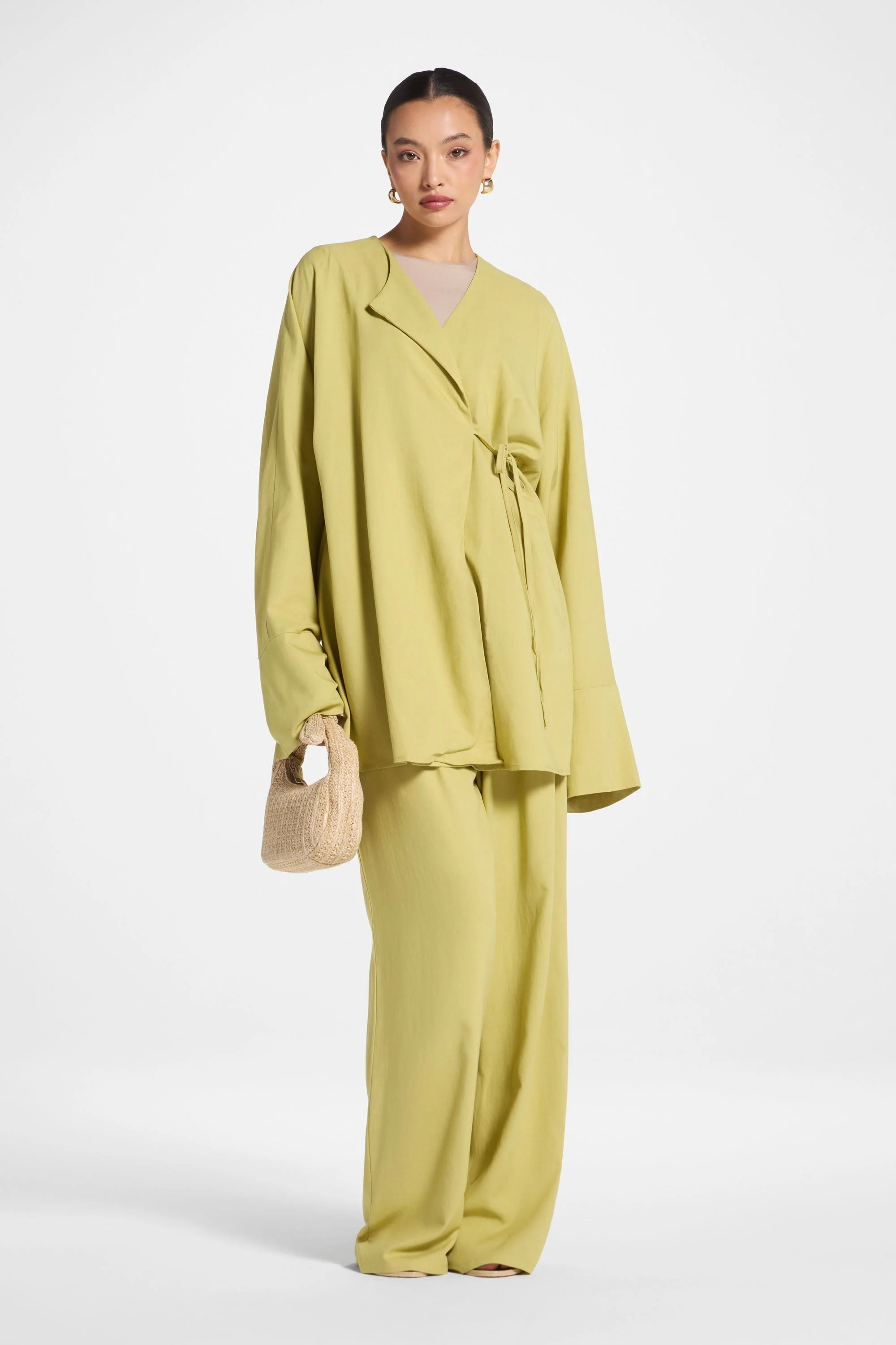 Maya Linen Matching Top & Pants Set - Citron - Image 3