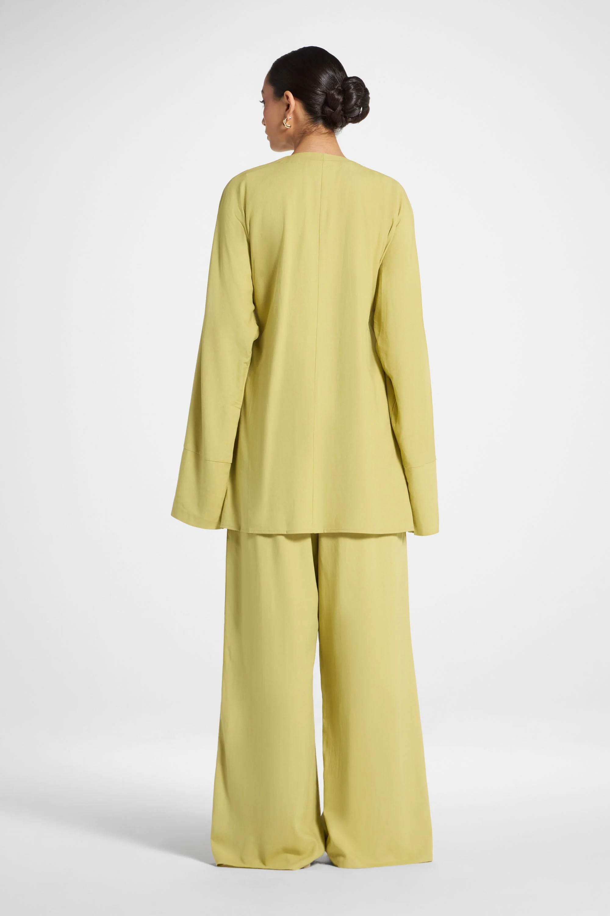 Maya Linen Matching Top & Pants Set - Citron - Image 4